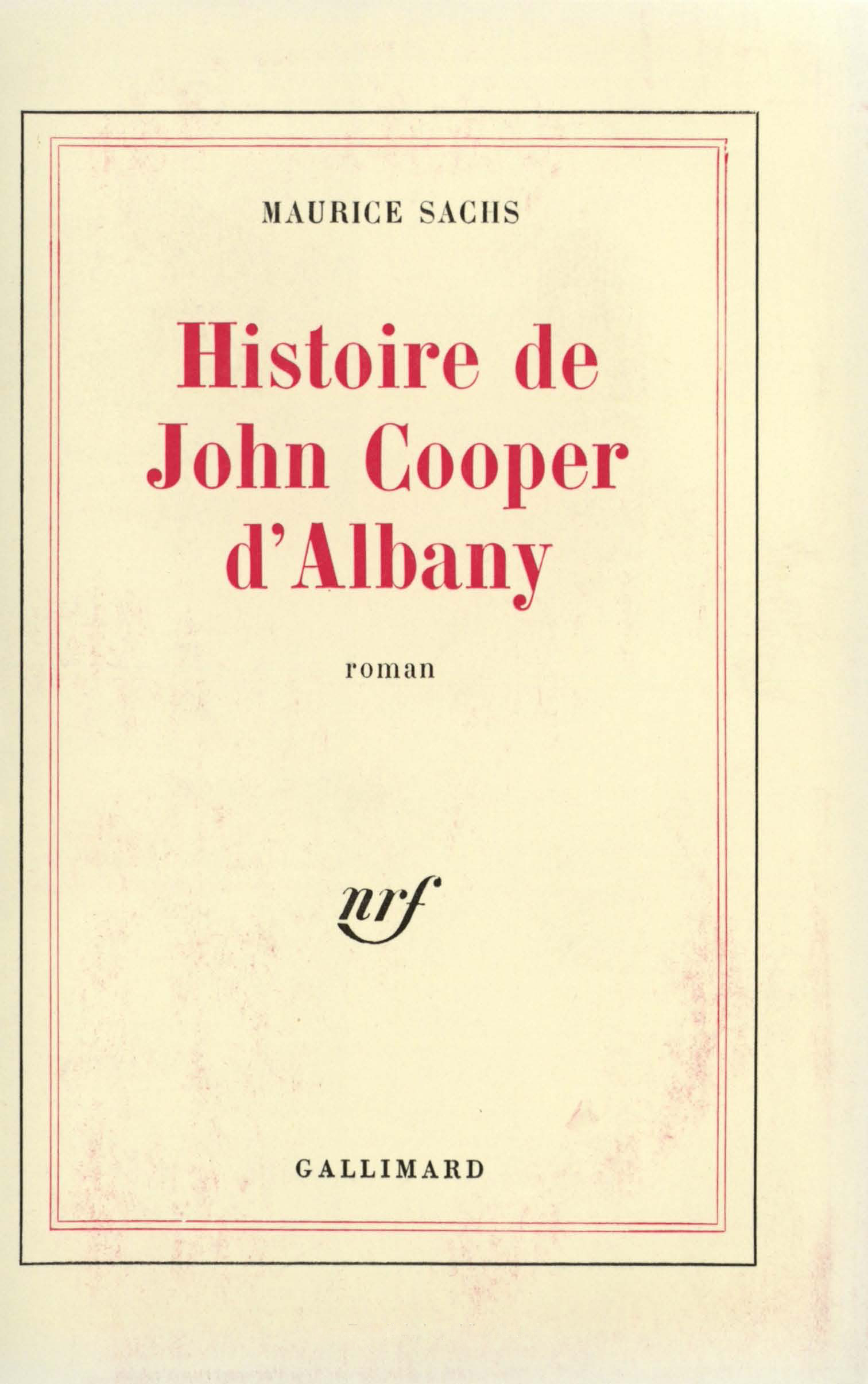HISTOIRE DE JOHN COOPER D'ALBANY