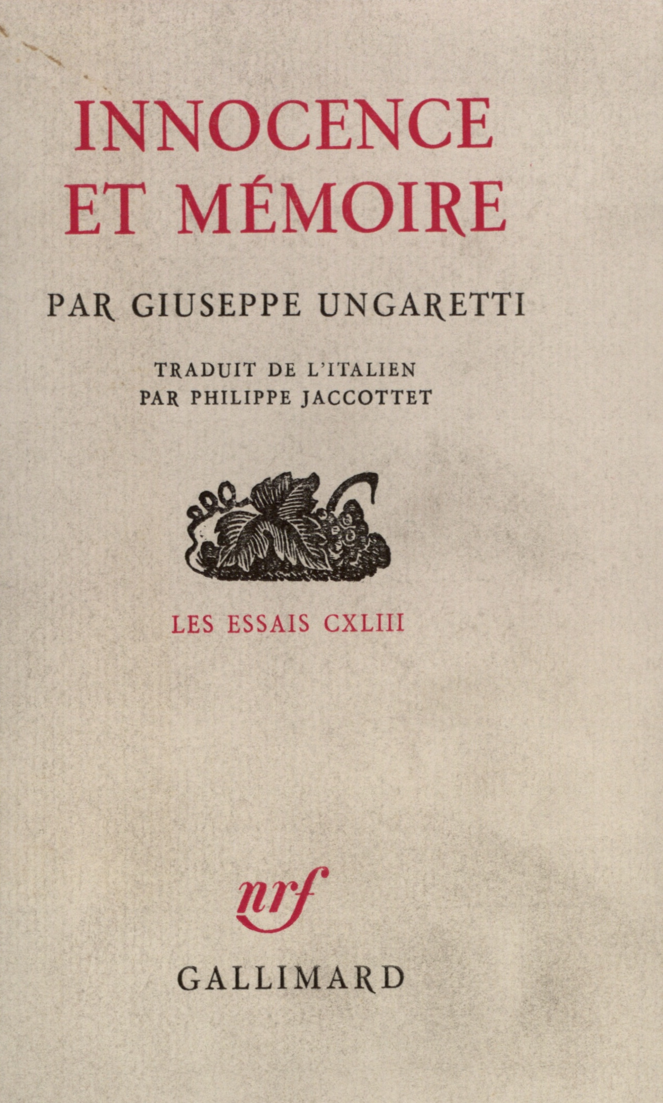 INNOCENCE ET MEMOIRE