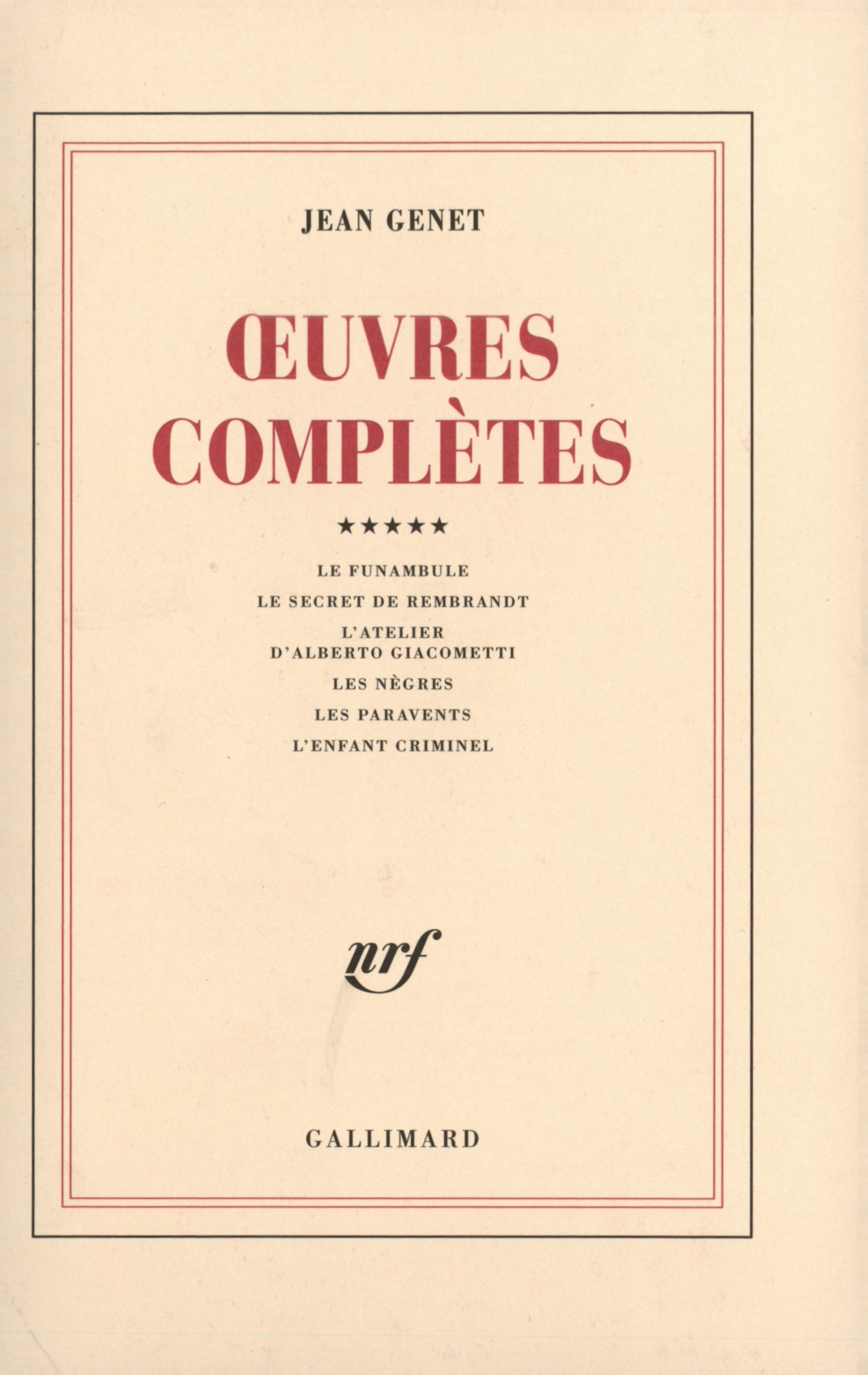 OEUVRES COMPLETES T5 - GENET