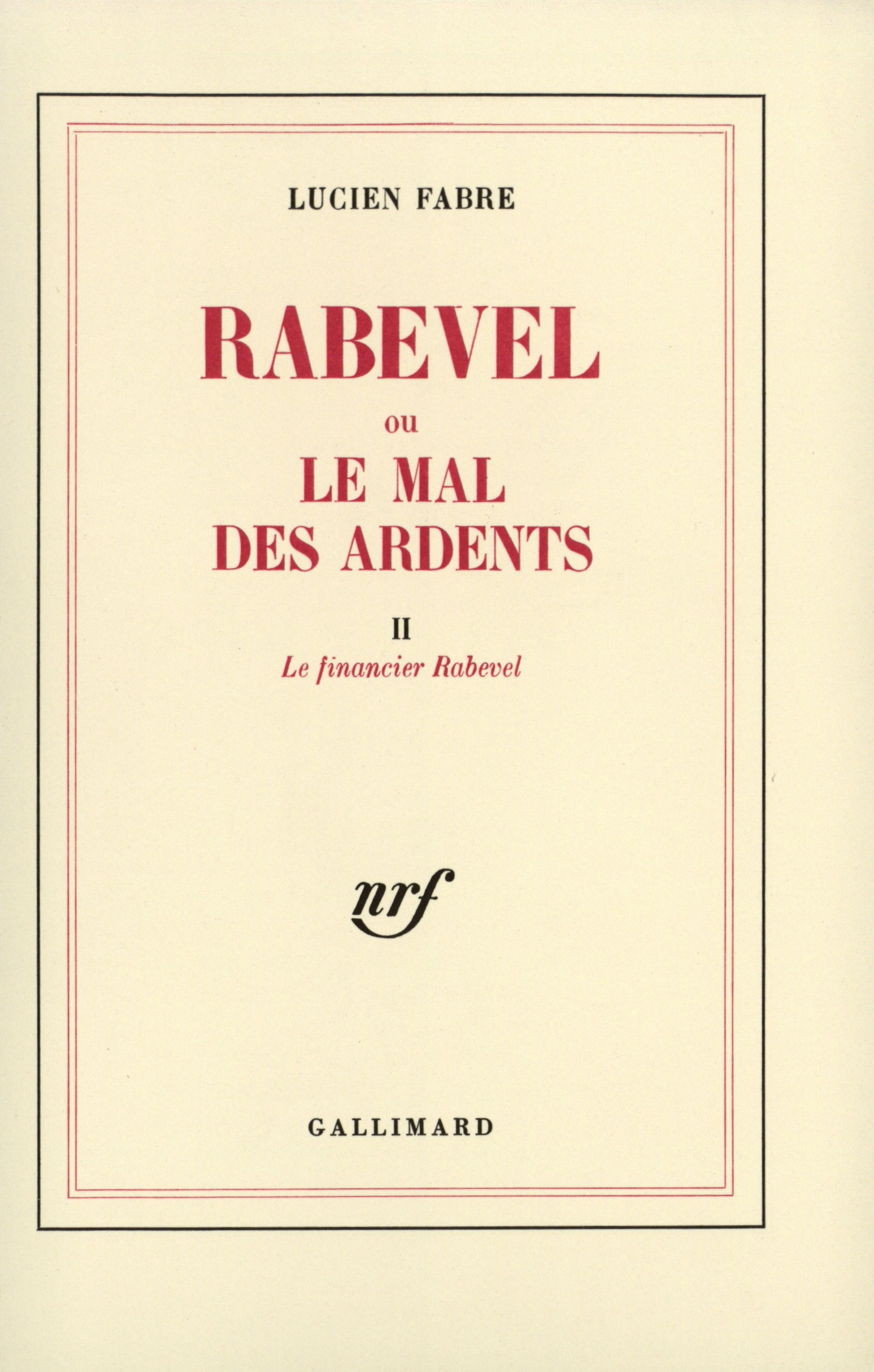 RABEVEL OU LE MAL DES ARDENTS