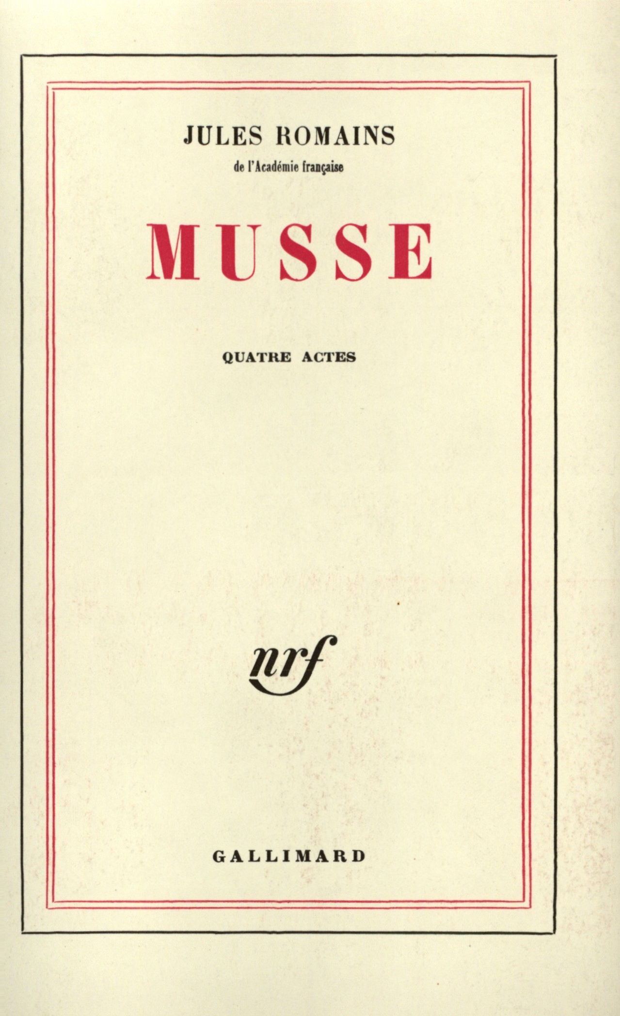 MUSSE(PIECE EN QUATRE ACTES)
