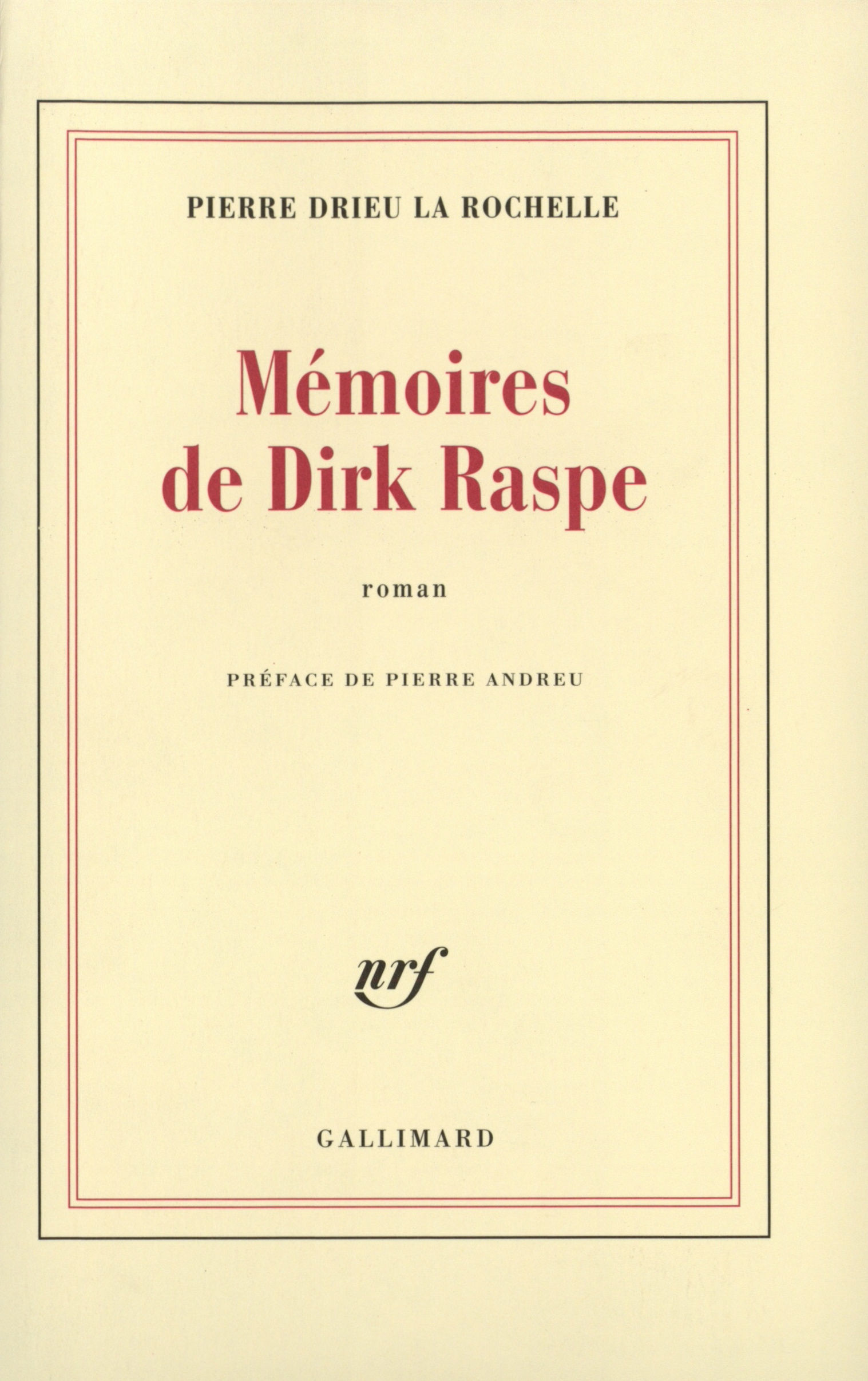 MEMOIRES DE DIRK RASPE