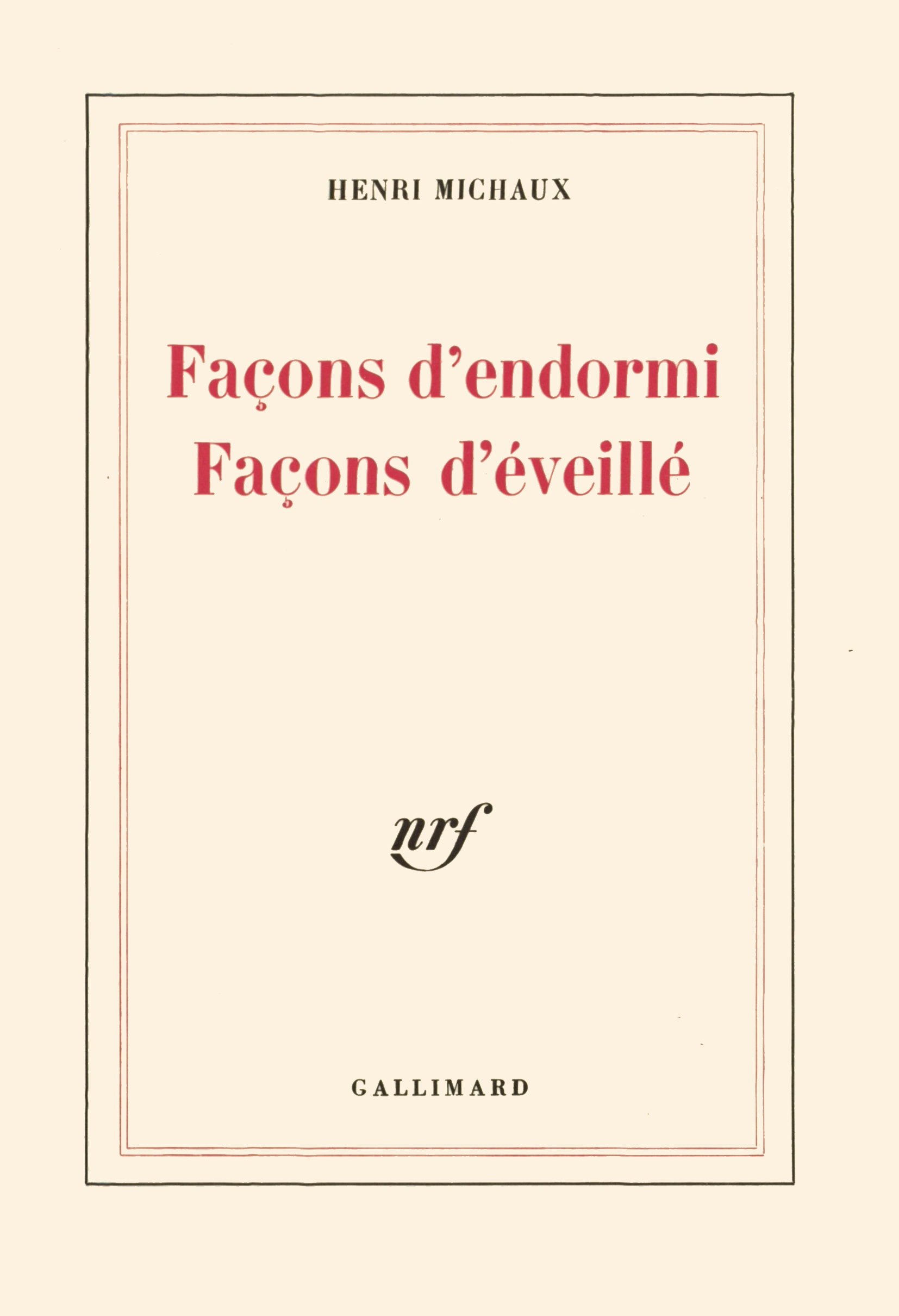 FACONS D'ENDORMI FACONS D'EVEILLE
