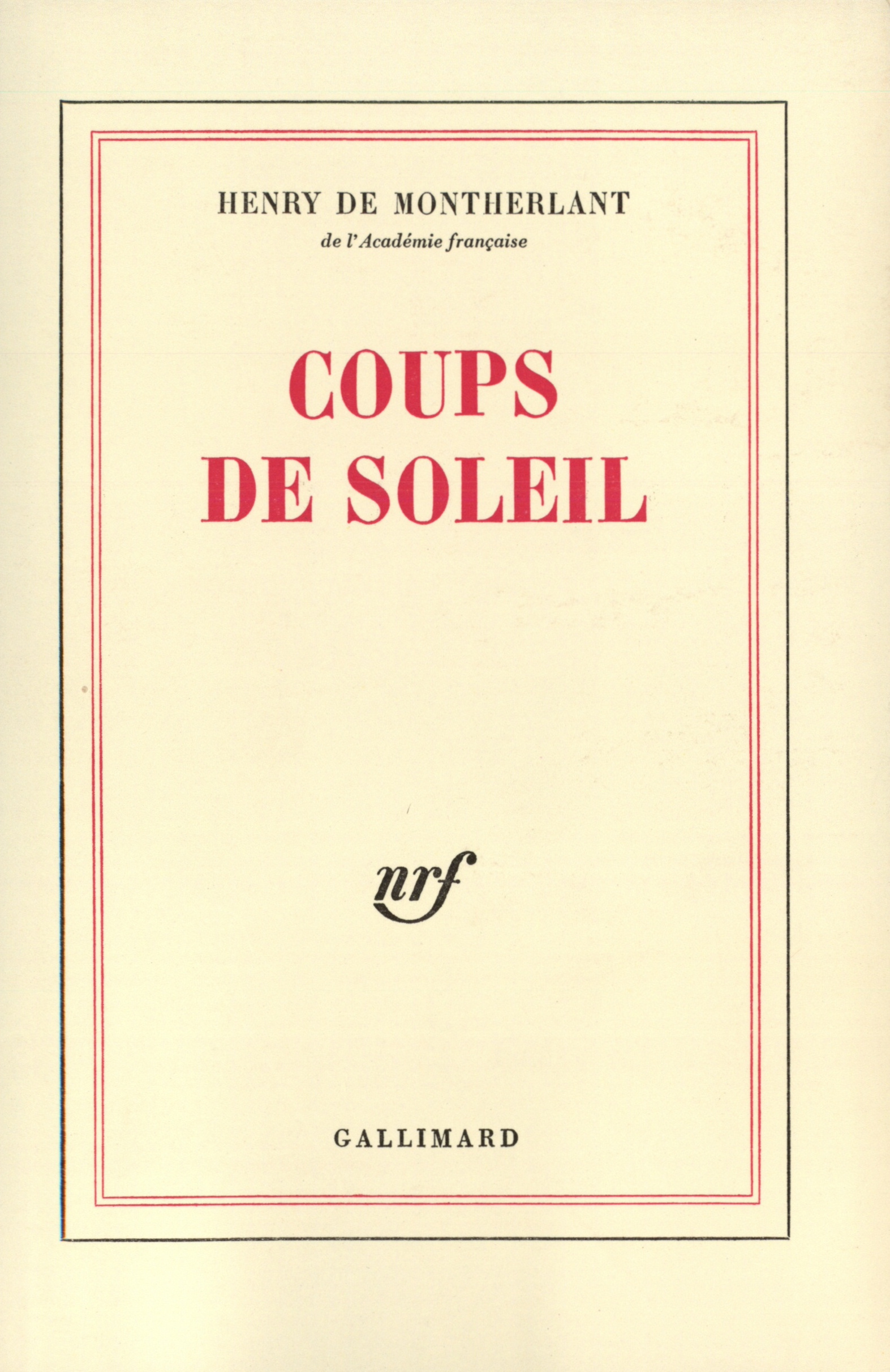COUPS DE SOLEIL