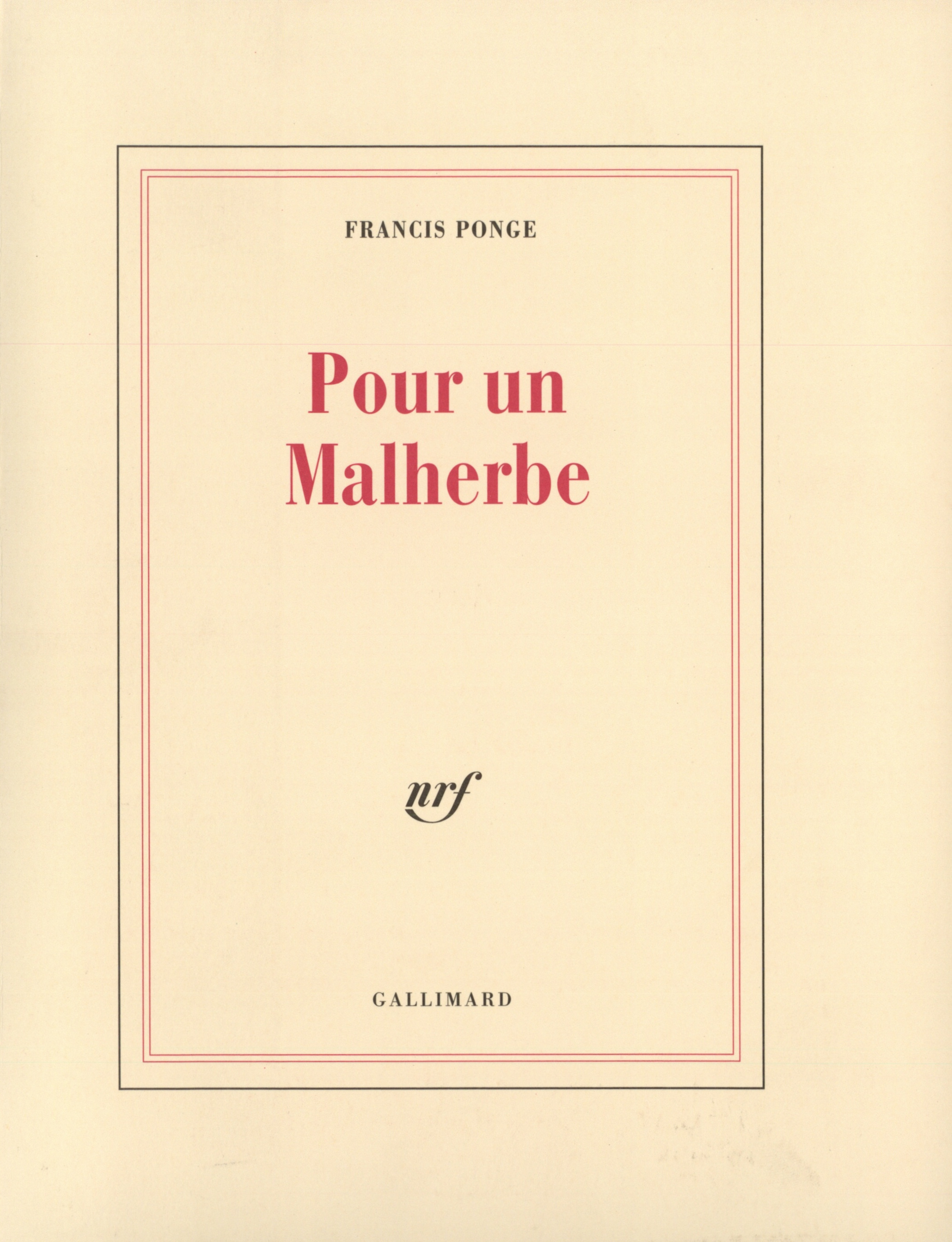 POUR UN MALHERBE