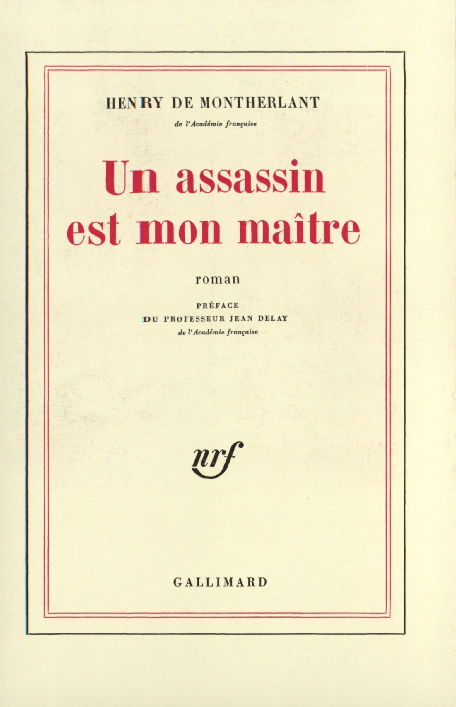 ASSASSIN EST MON MAITRE