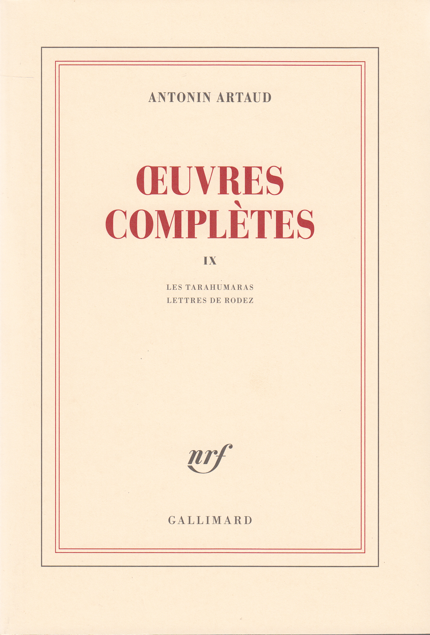 OEUVRES COMPLETES T9 - ARTAUD