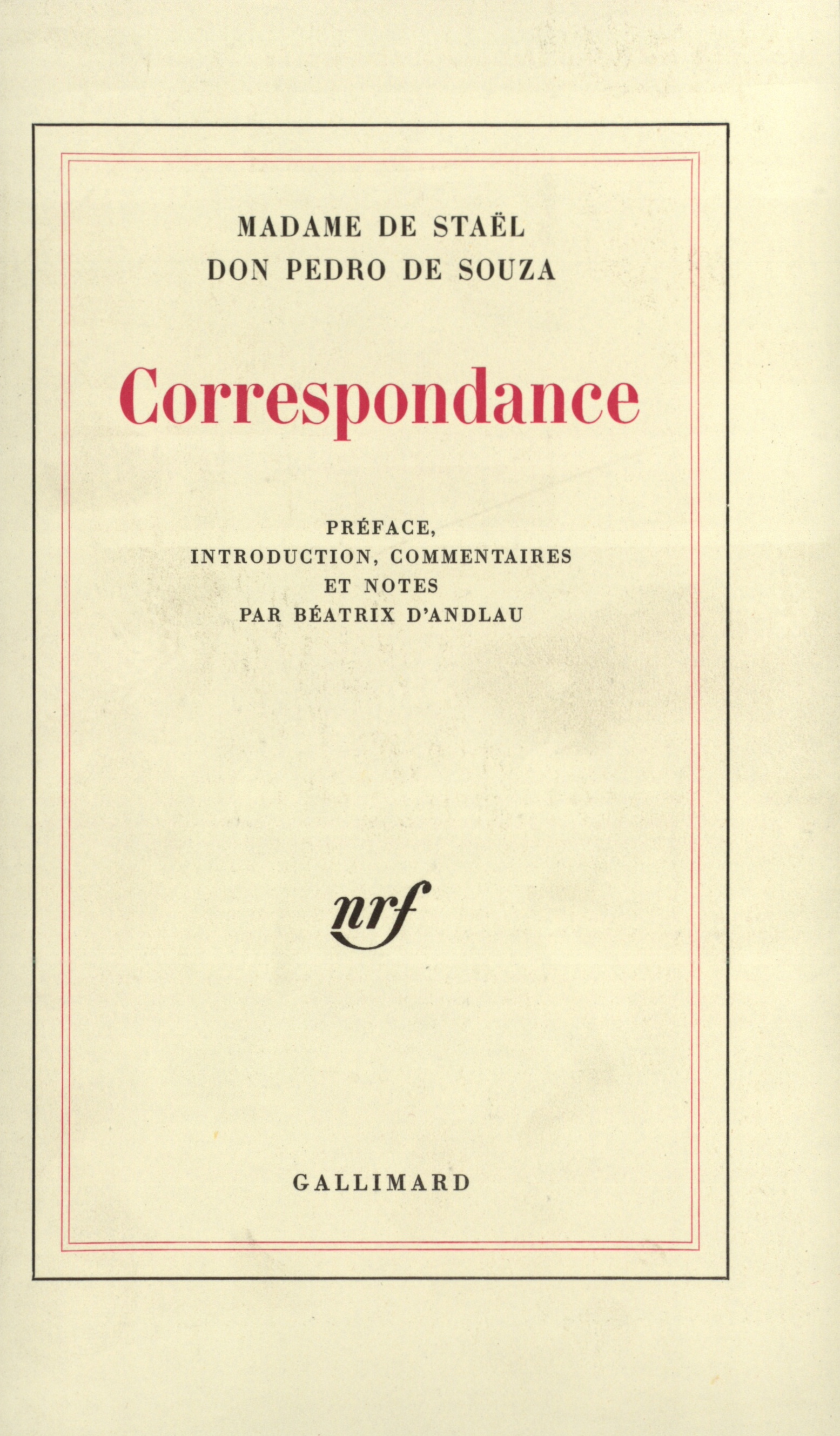 CORRESPONDANCE DE STAEL