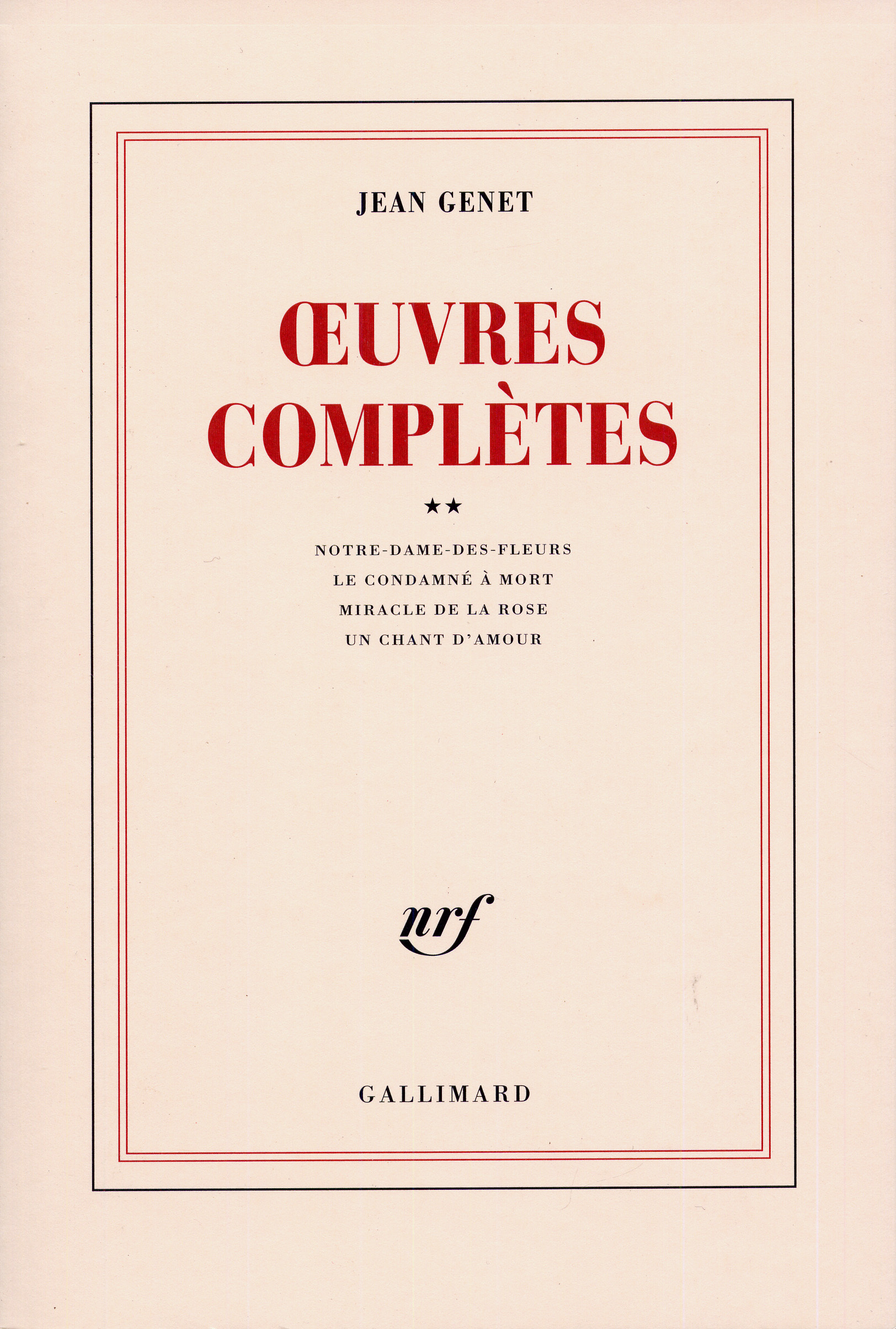 OEUVRES COMPLETES T2 - GENET