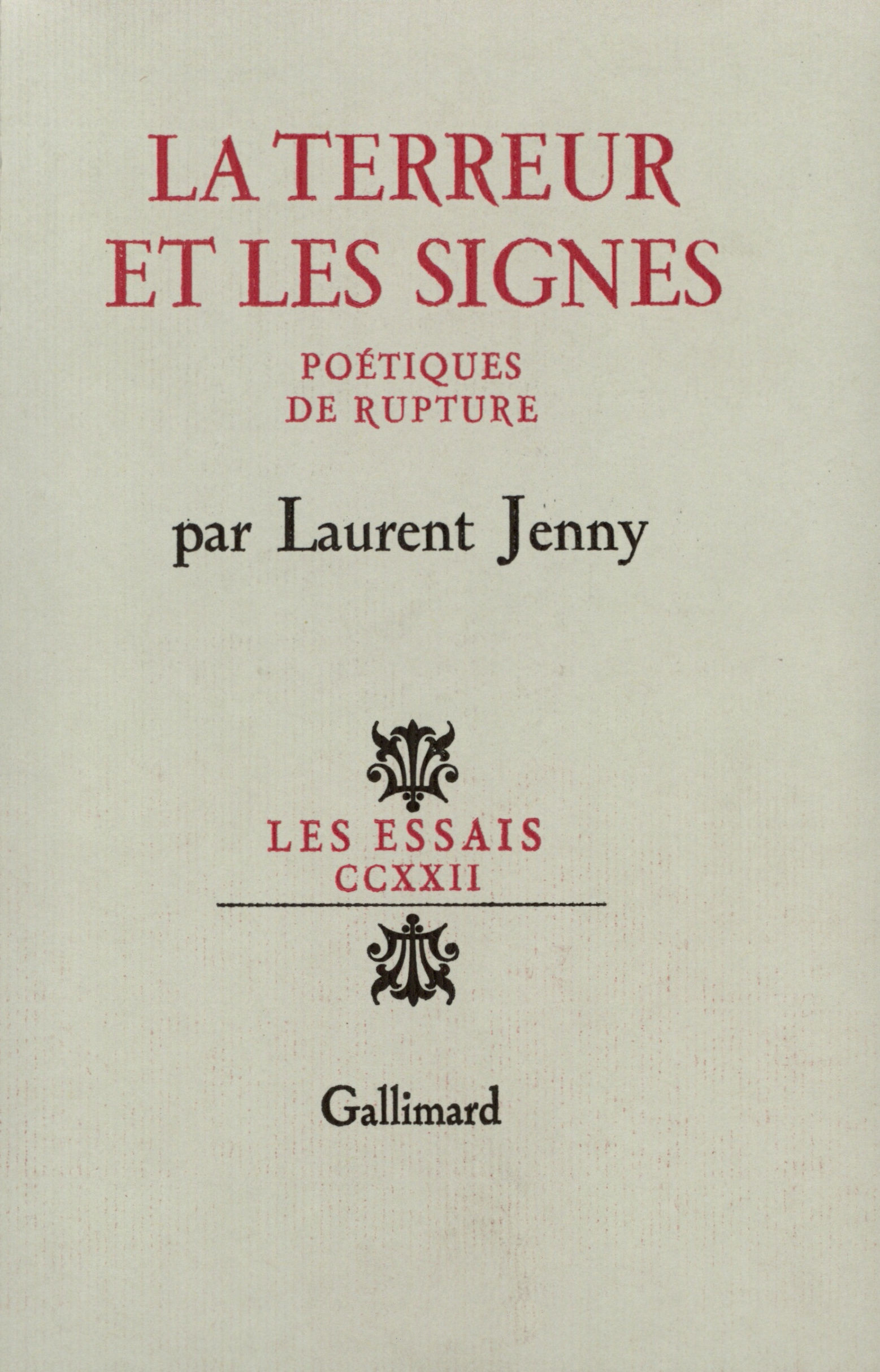 TERREUR ET LES SIGNES(POETIQUES DE RUPTURE)