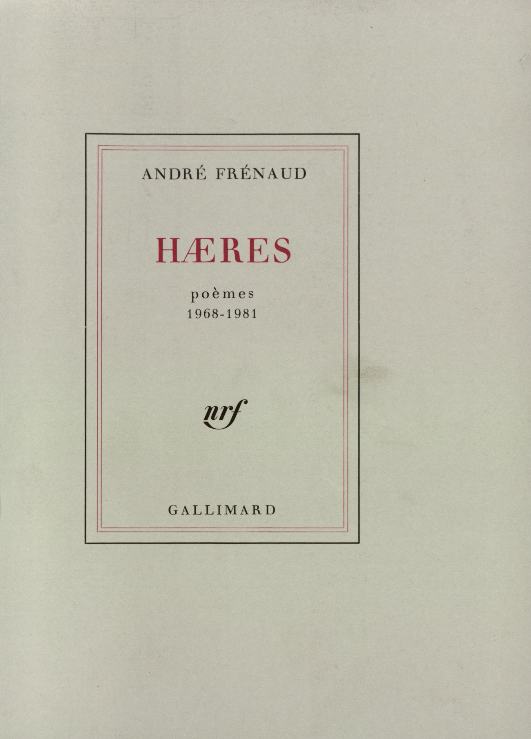 HAERES(POEMES 1968-1981)