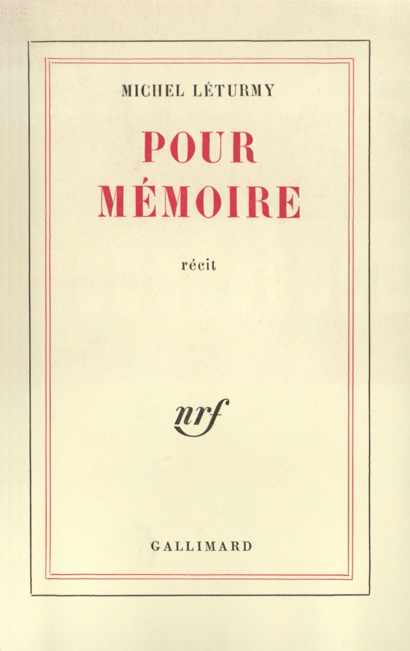 POUR MEMOIRE