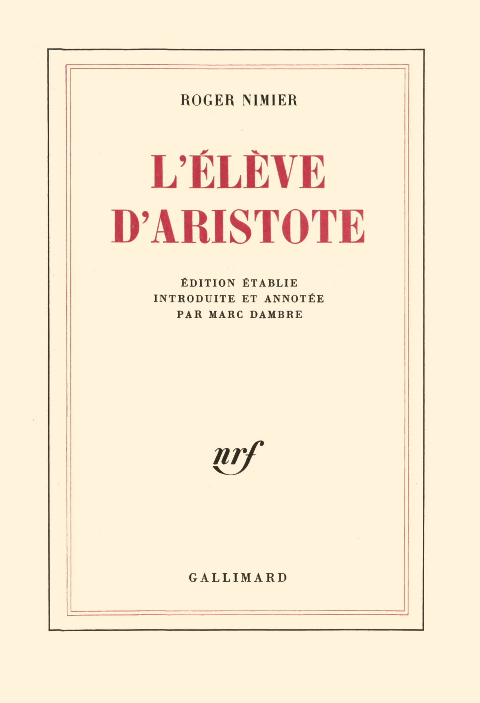ELEVE D'ARISTOTE