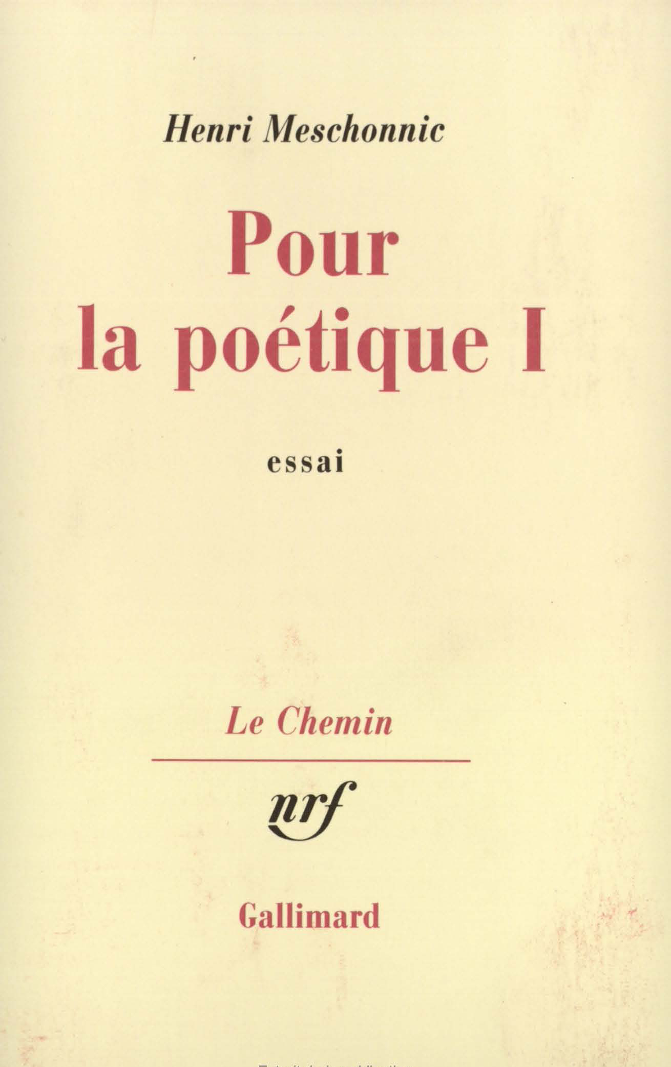POUR LA POETIQUE T1