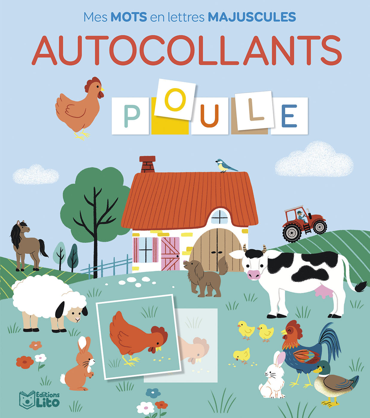 MES MOTS EN LETTRES MAJUSCULES - AUTOCOLLANTS - POULE