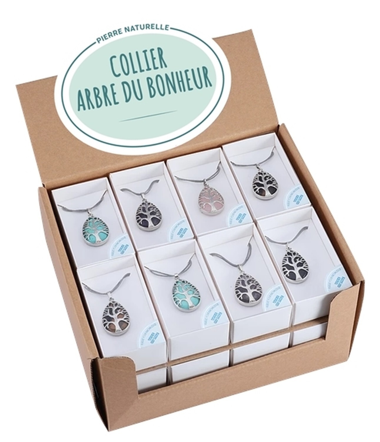 COLLIER ARBRE DU BONHEUR EN PIERRE NATURELLE