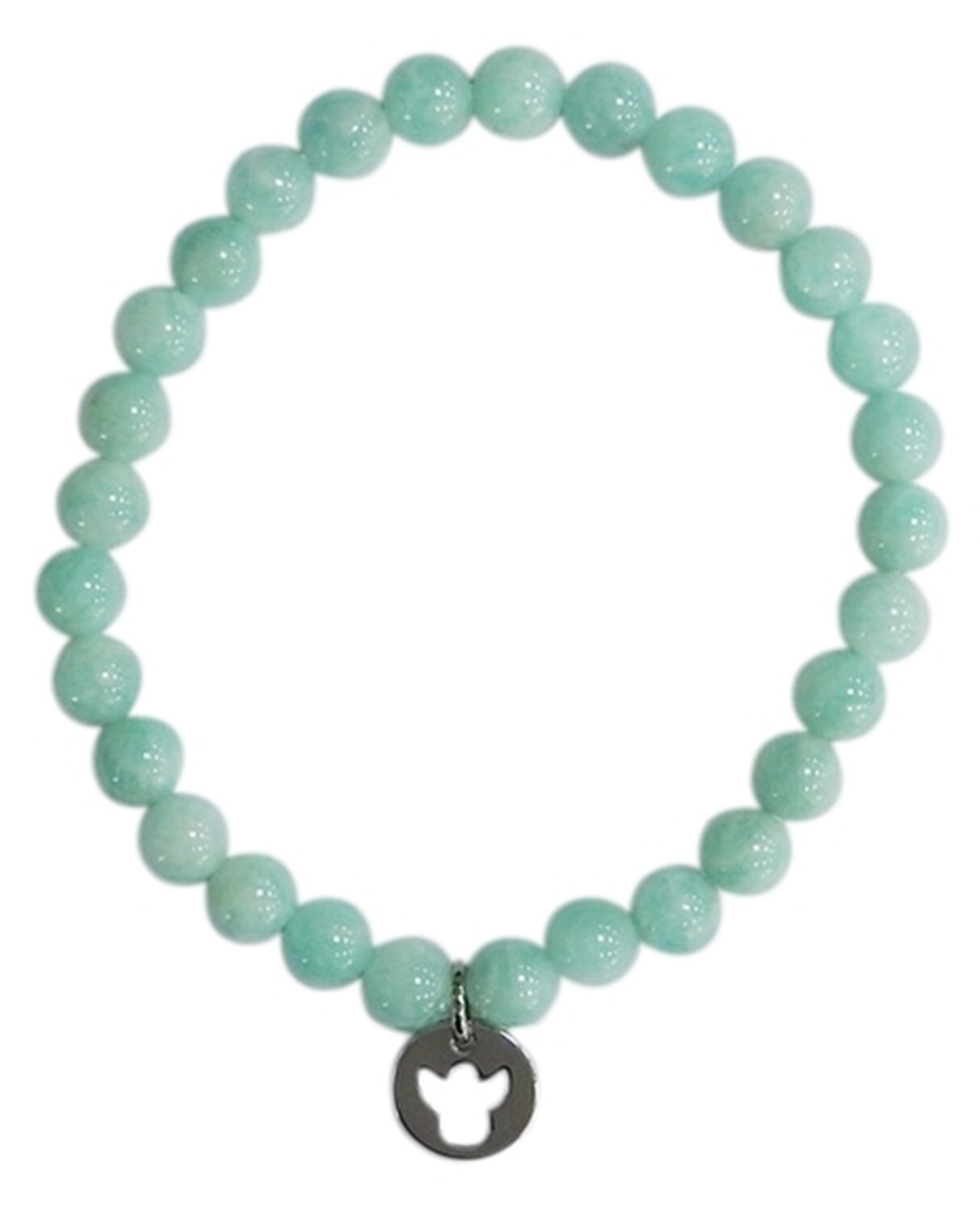 BRACELET AMAZONITE PERLES RONDES 6 MM BRELOQUE ANGE - PCV TTC 9.90€