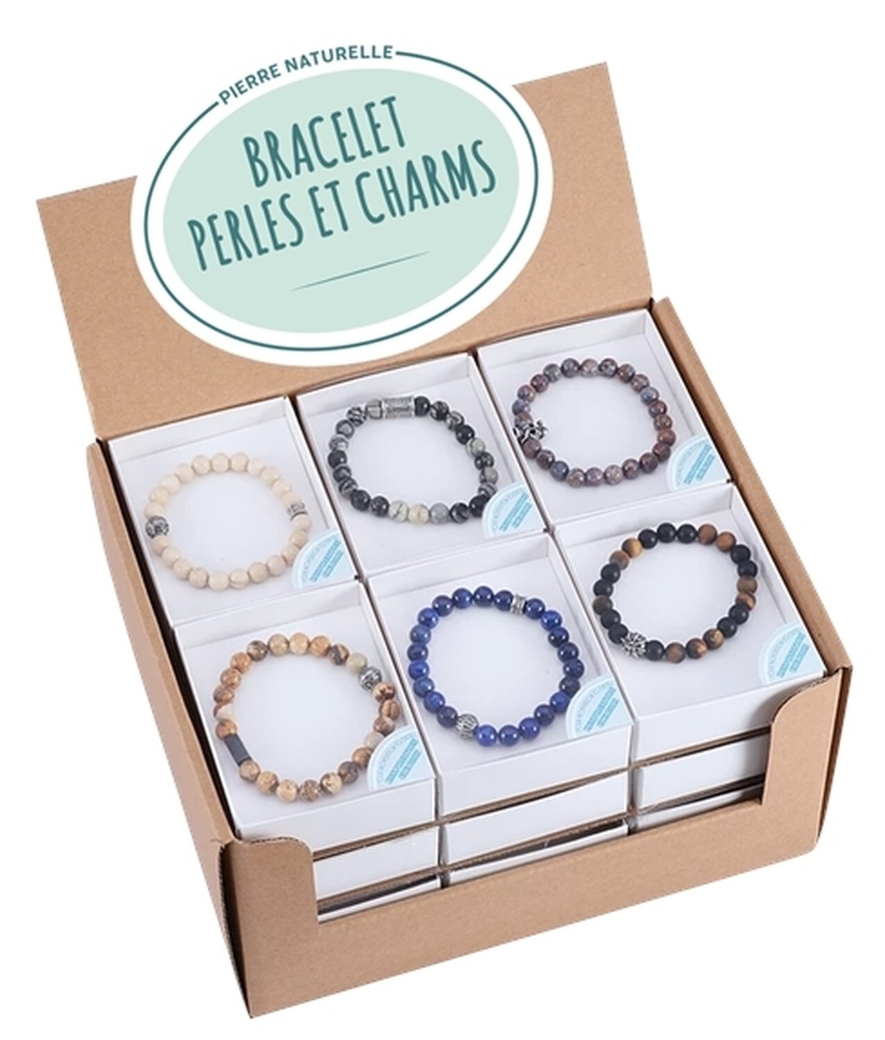 BRACELET AVEC CHARMS EN PIERRE NATURELLE - PVC 15.90 TTC