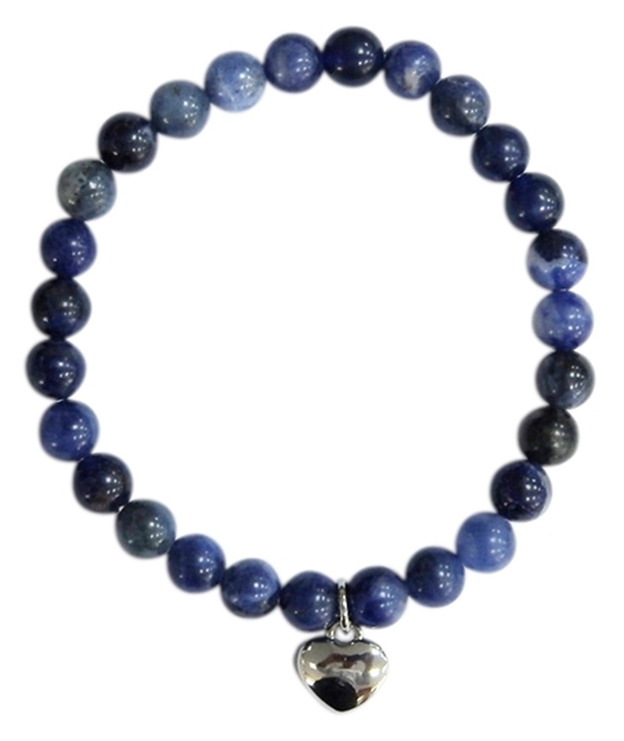 BRACELET SODALITE PERLES RONDES 6 MM BRELOQUE COEUR - PVC TTC 9.90€