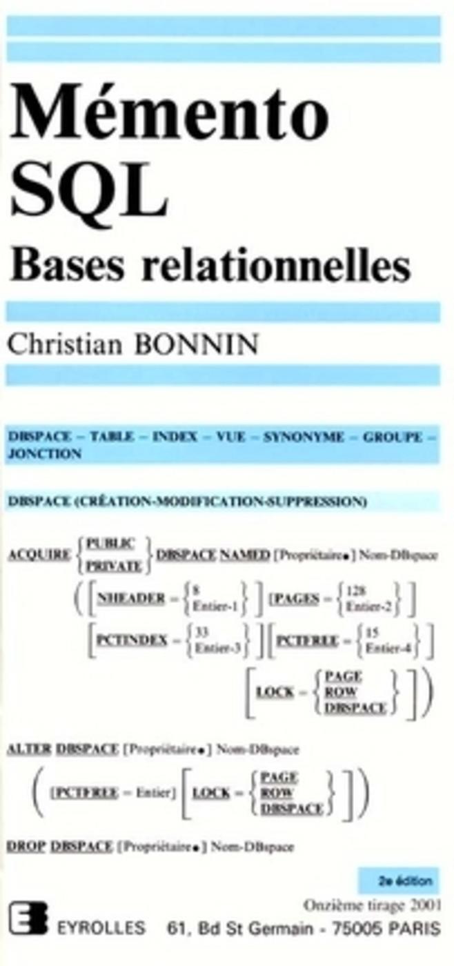 MEMENTO SQL. BASES RELATIONNELLES