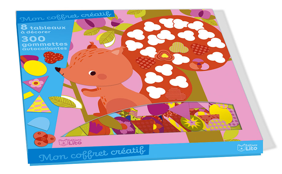 MON COFFRET CREATIF LE JARDIN 8 TABLEAUX A DECORER 300 GOMMETTES