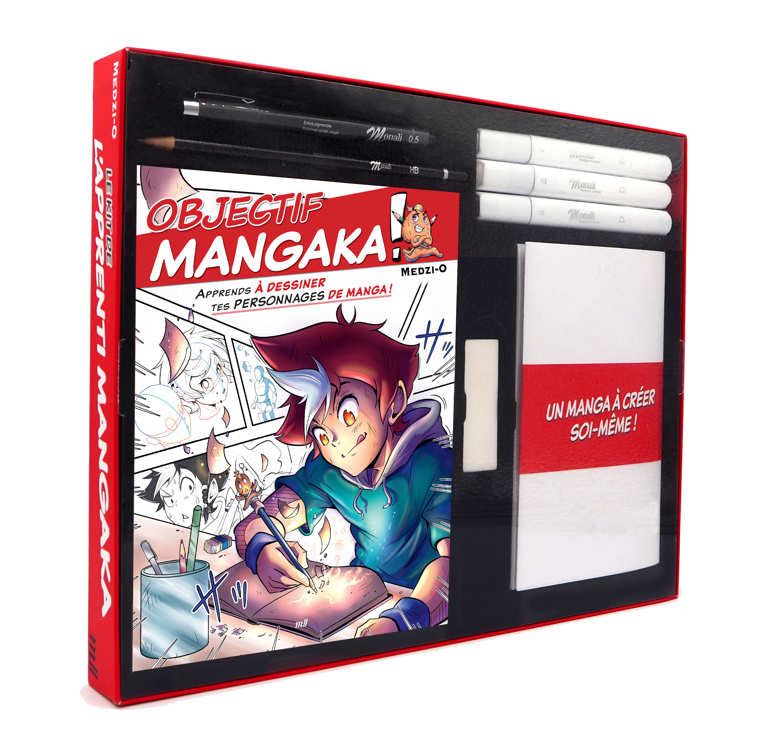 KIT DE L´APPRENTI MANGAKA - UN MANGA A CREER SOI-MEME (COFFRET) - APPRENDS A DESSINER TES PERSONNAGE