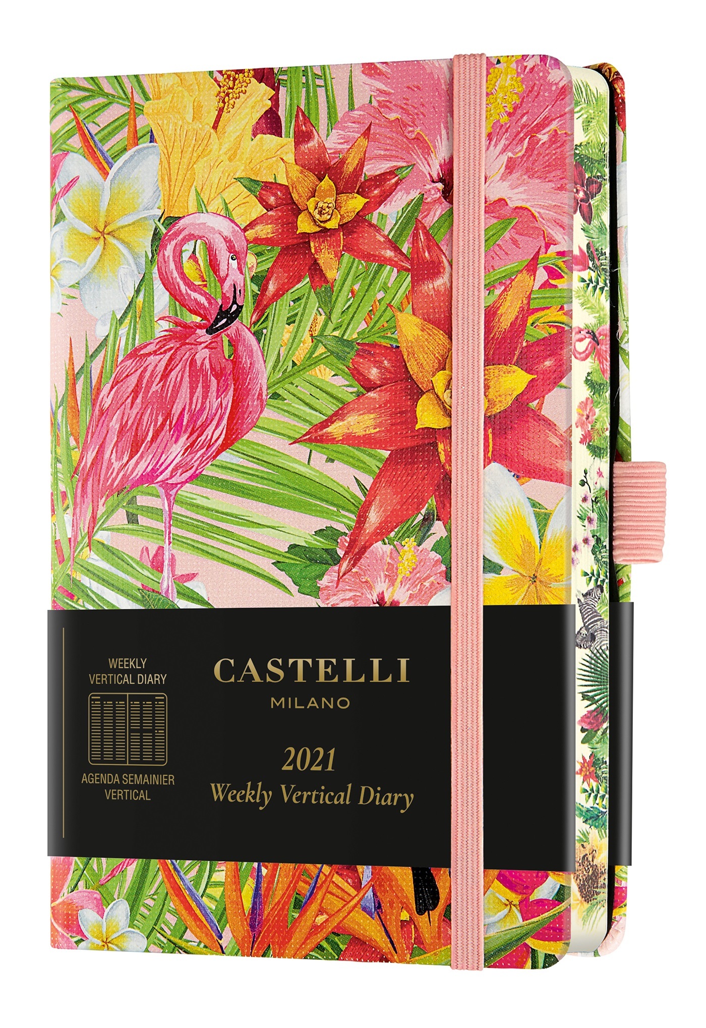 AGENDA 2021 SEMAINIER VERTICAL POCHE EDEN FLAMANDS ROSE