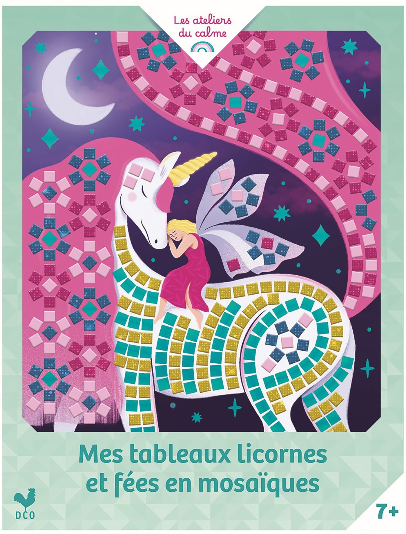 MES TABLEAUX LICORNES ET FEES EN MOSAIQUES - POCHETTE AVEC ACCESSOIRES