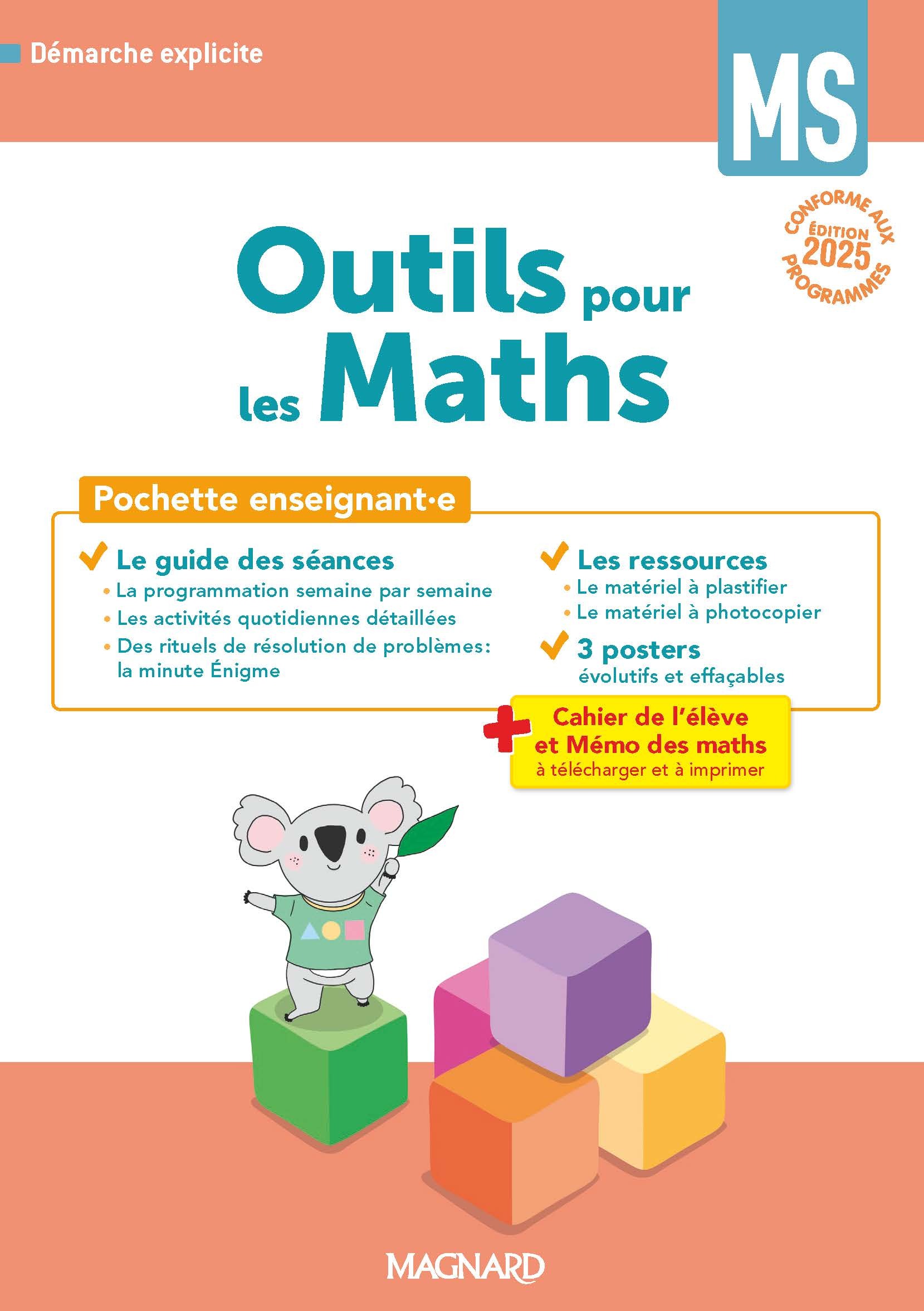 OUTILS POUR LES MATHS MS (2025) - POCHETTE ENSEIGNANT : GUIDE PEDAGOGIQUE + POSTERS + FICHES RESSOUR