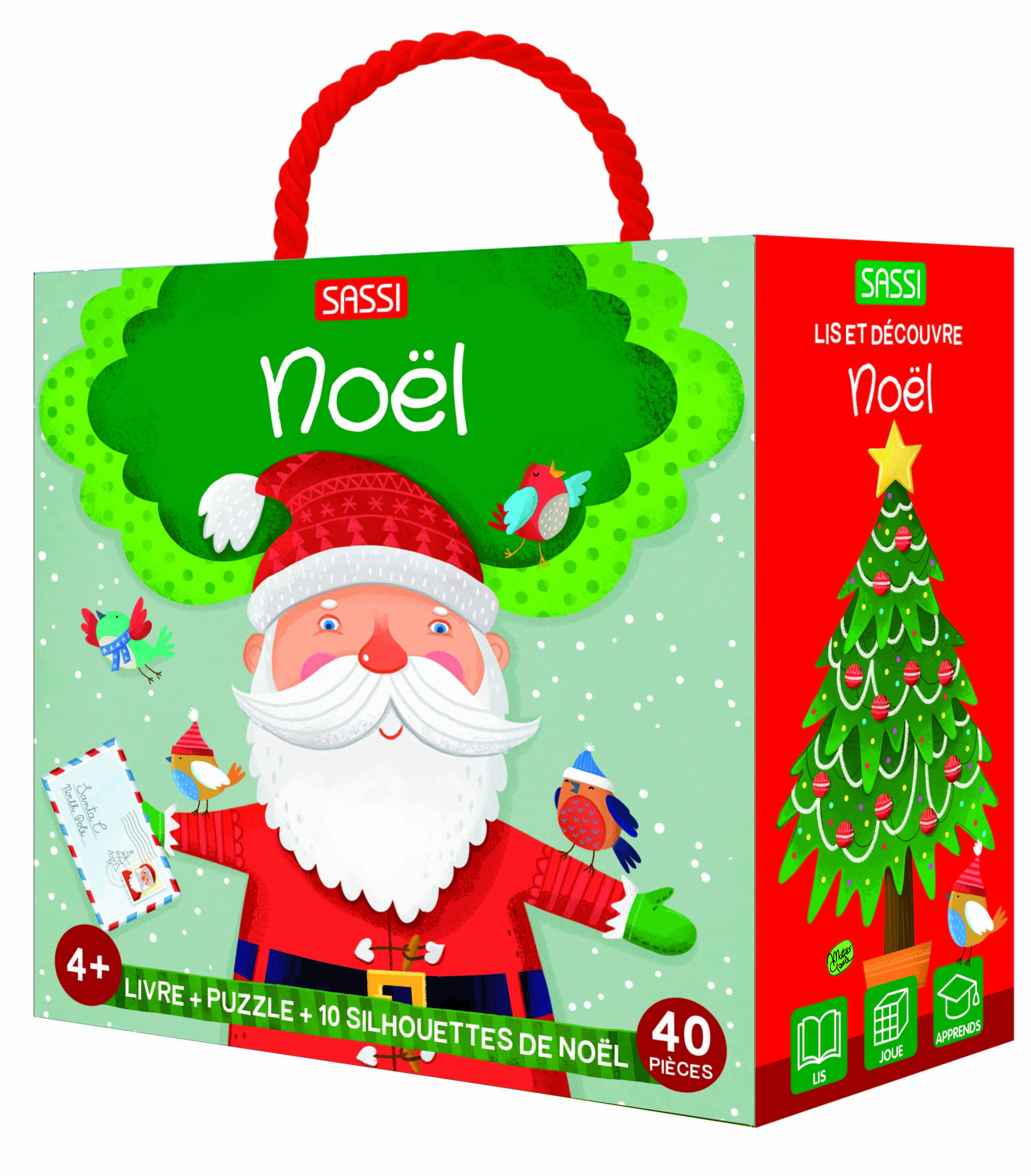 NOEL - BOITE LIVRE + PUZZLE + 10 SILHOUETTES DE NOEL 40 PIECES