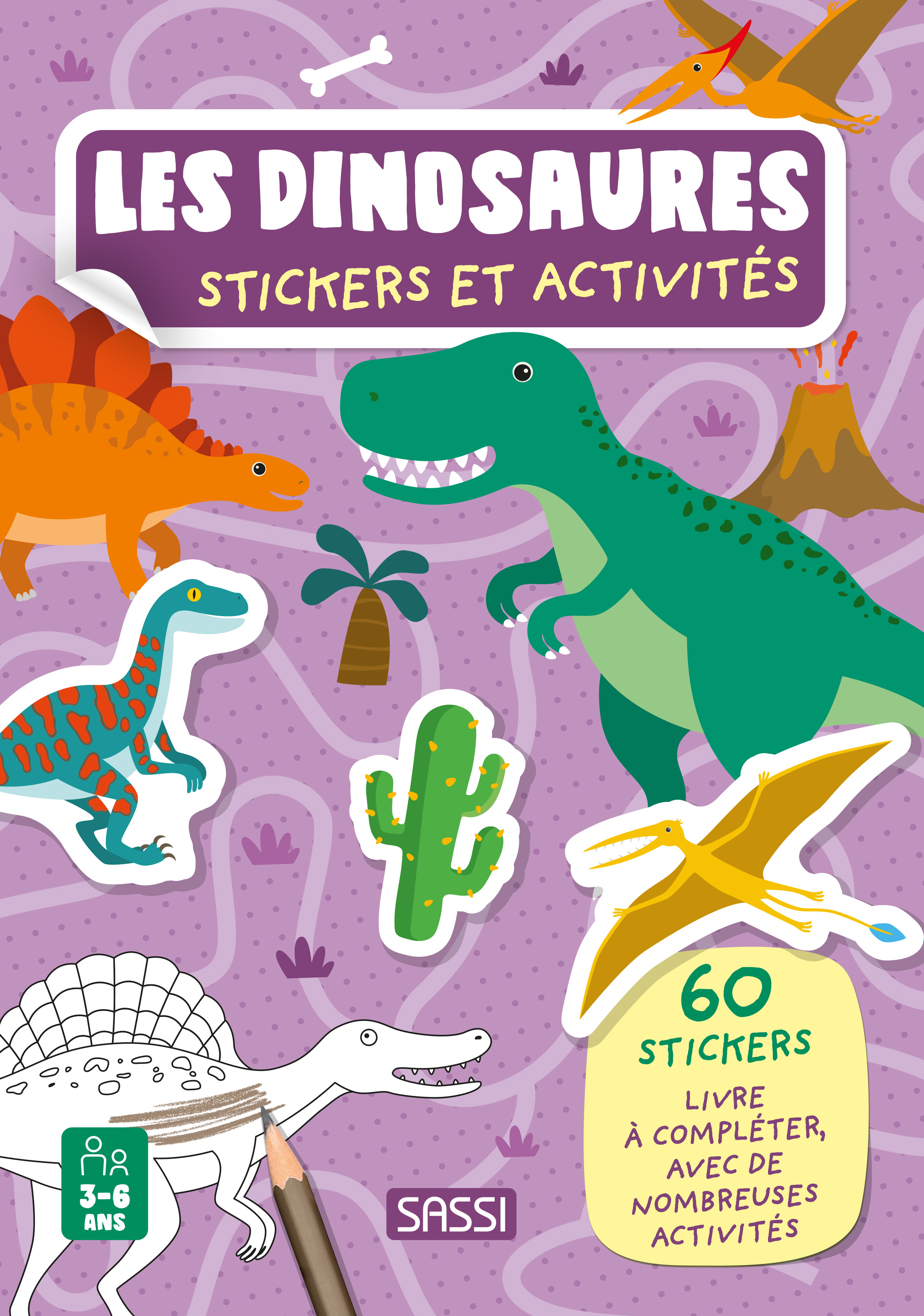 DINOSAURES. STICKERS ET ACTIVITES - 60 STICKERS LIVRE A COMPLETER, AVEC DE NOMBREUSES ACTIVITES