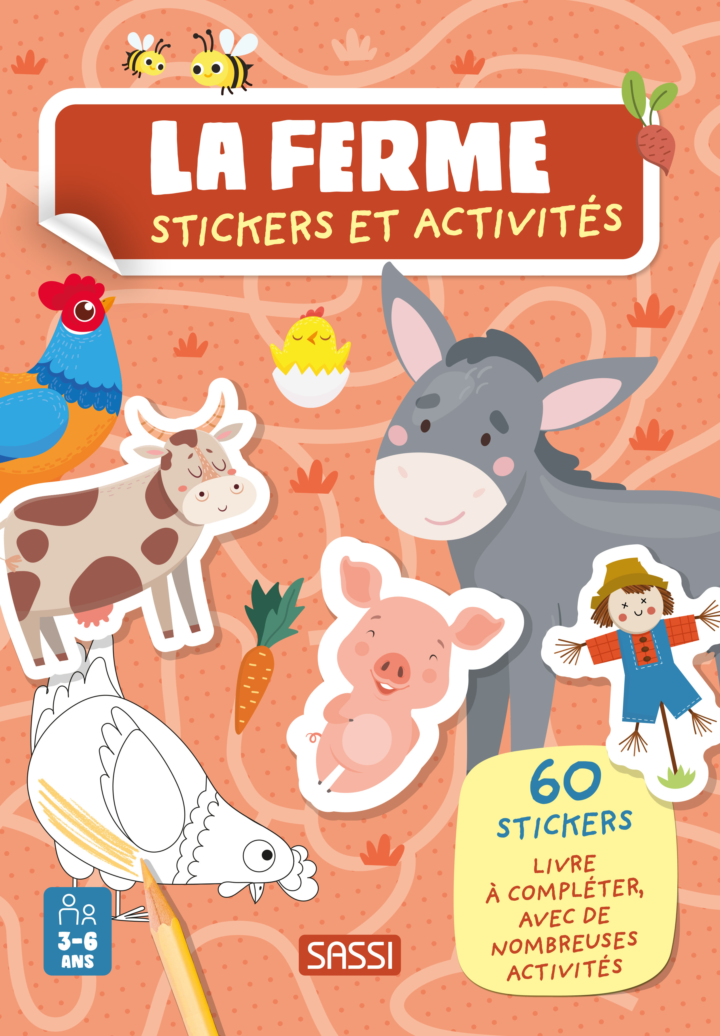 FERME. STICKERS ET ACTIVITES - 60 STICKERS LIVRE A COMPLETER, AVEC DE NOMBREUSES ACTIVITES