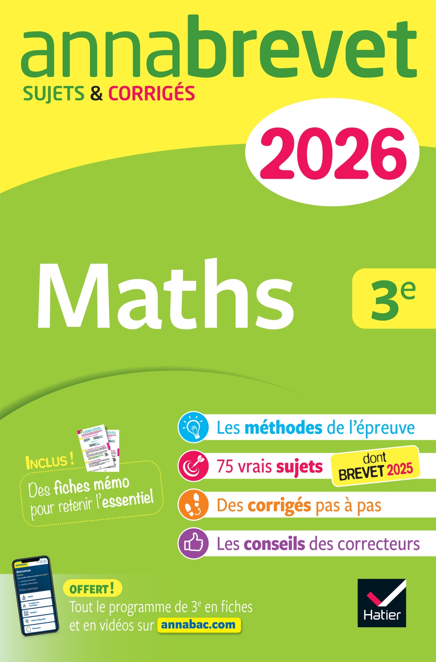 ANNALES DU BREVET 2026 - ANNABREVET MATHS 3E - NOUVEAU BREVET - SUJETS CORRIGES & METHODES POUR REUS