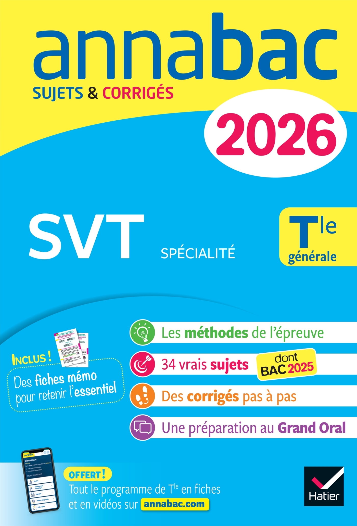 ANNALES DU BAC 2026 - ANNABAC SVT TLE GENERALE (SPECIALITE) - SUJETS CORRIGES & METHODES DE L´EPREUV