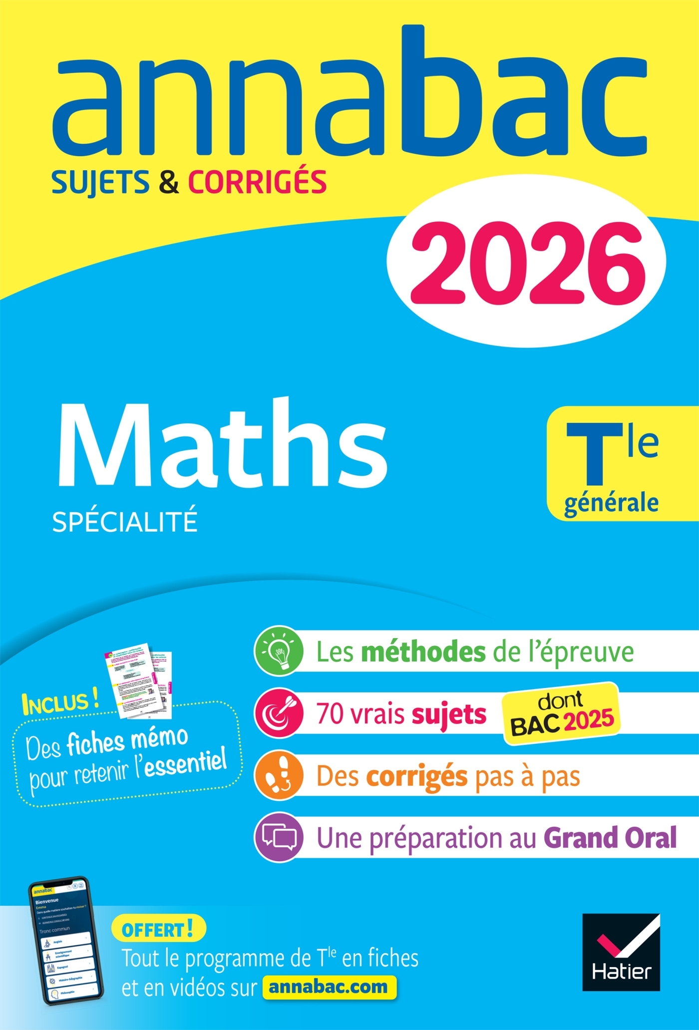 ANNALES DU BAC 2026 - ANNABAC MATHS TLE GENERALE (SPECIALITE) - SUJETS CORRIGES & METHODES DE L´EPRE
