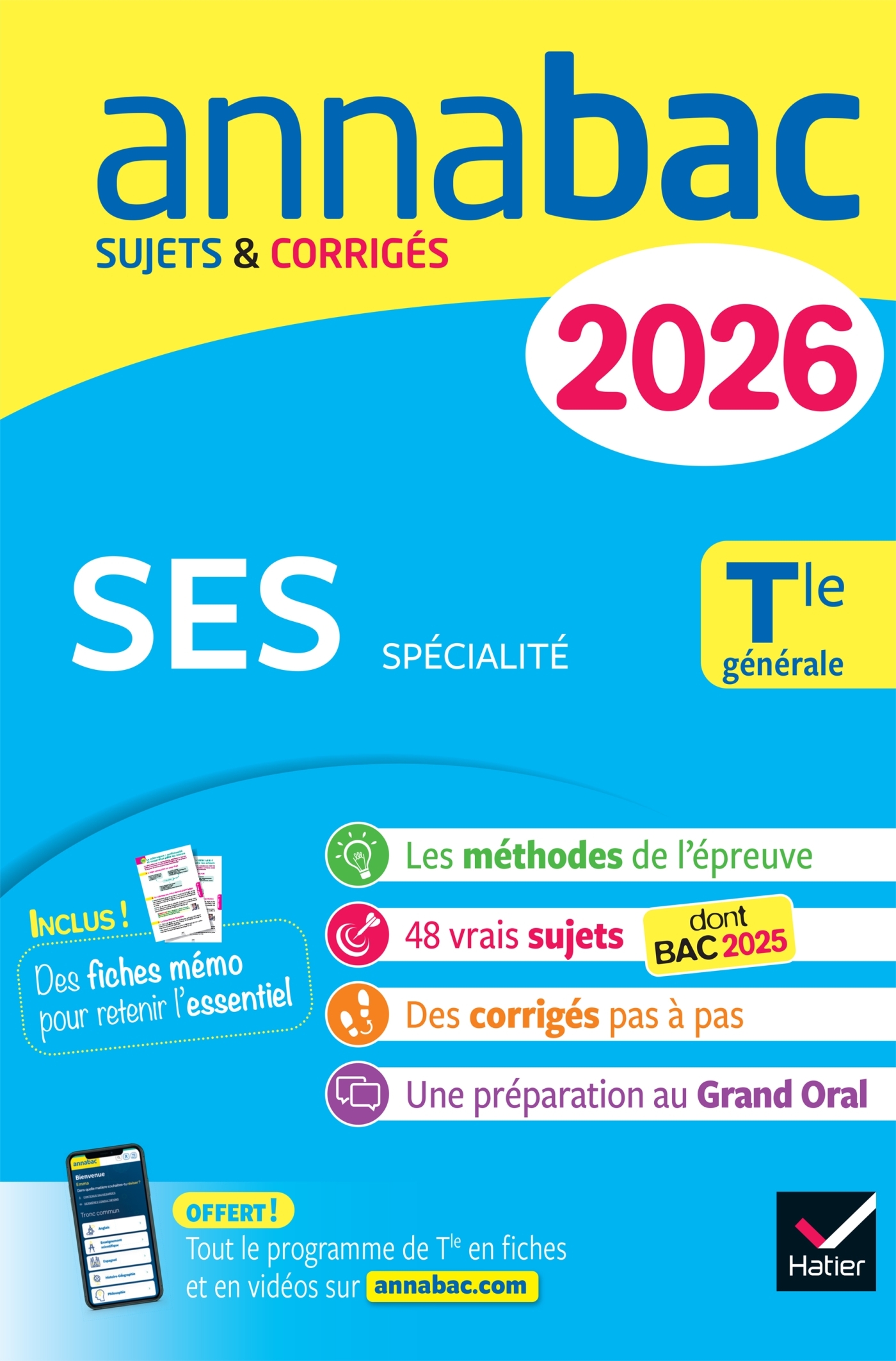ANNALES DU BAC 2026 - ANNABAC SES TLE GENERALE (SPECIALITE) - SUJETS CORRIGES & METHODES DE L´EPREUV