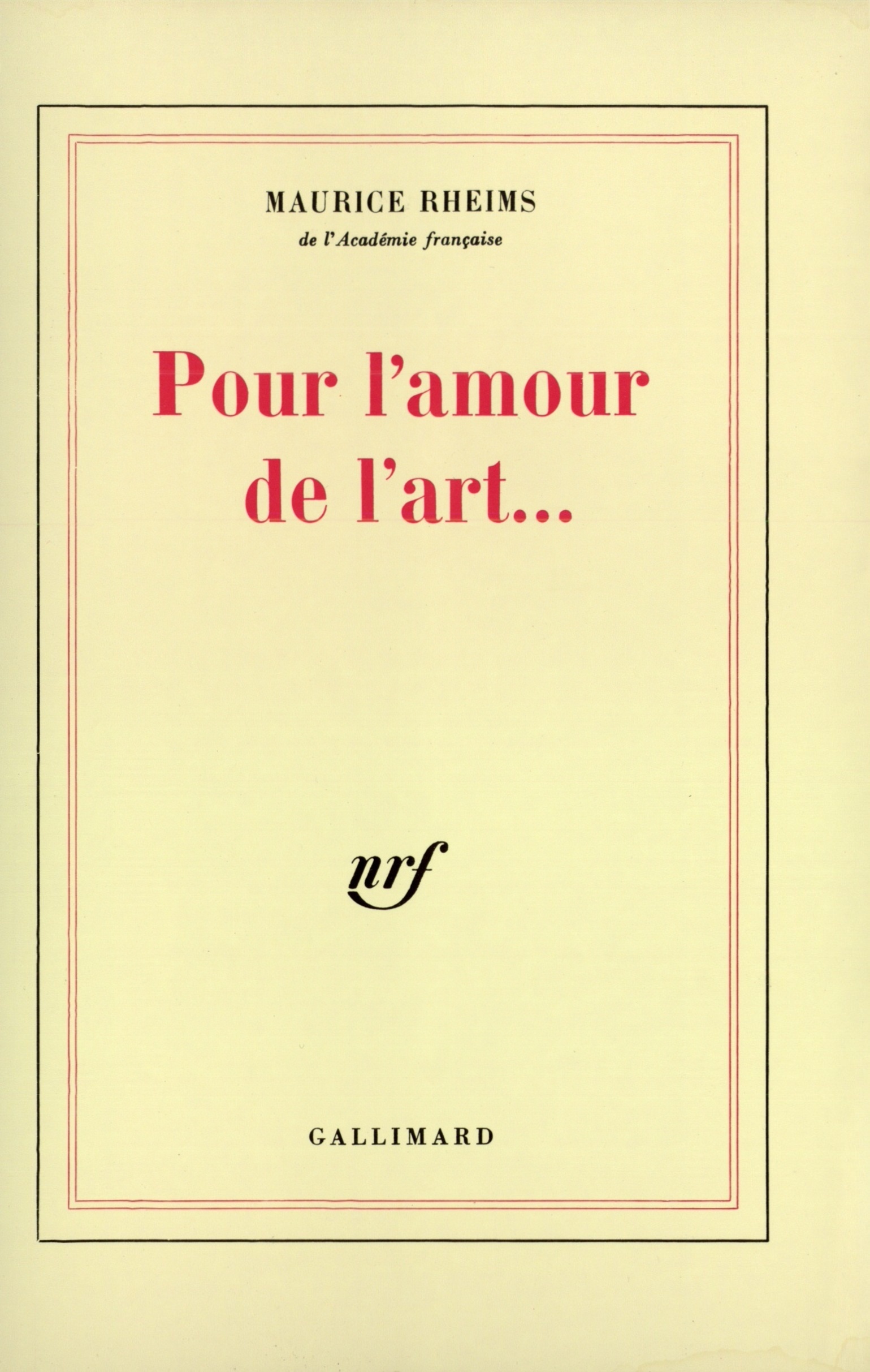 POUR L'AMOUR DE L'ART...