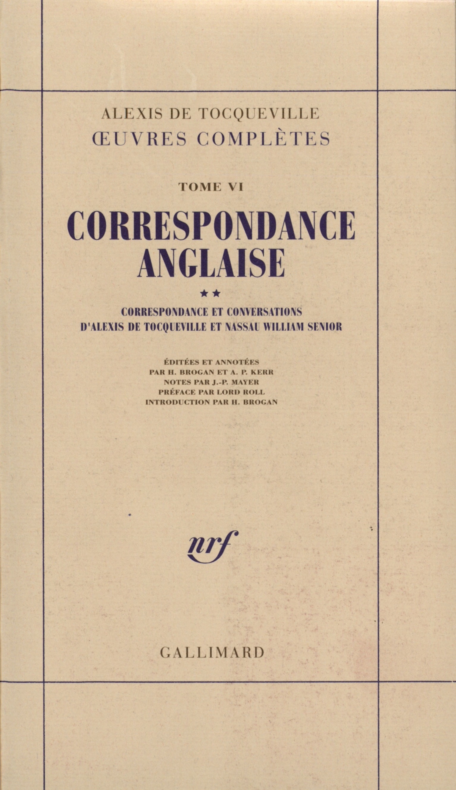 CORRESPONDANCE ANGLAISE OEUV COMPL (CORRESPONDANCE ET CONVERSATIONS D'ALEXI