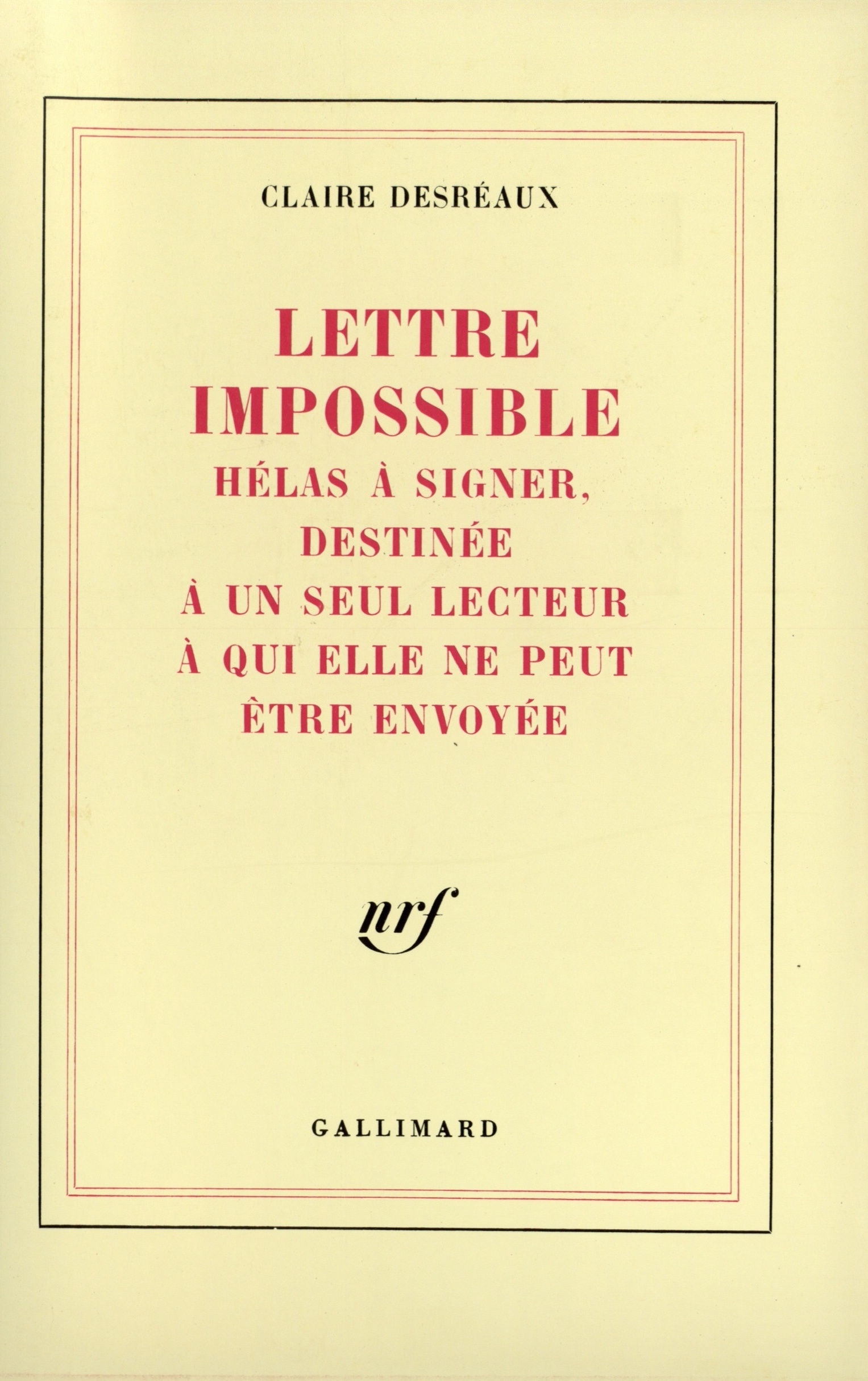 LETTRE IMPOSSIBLE