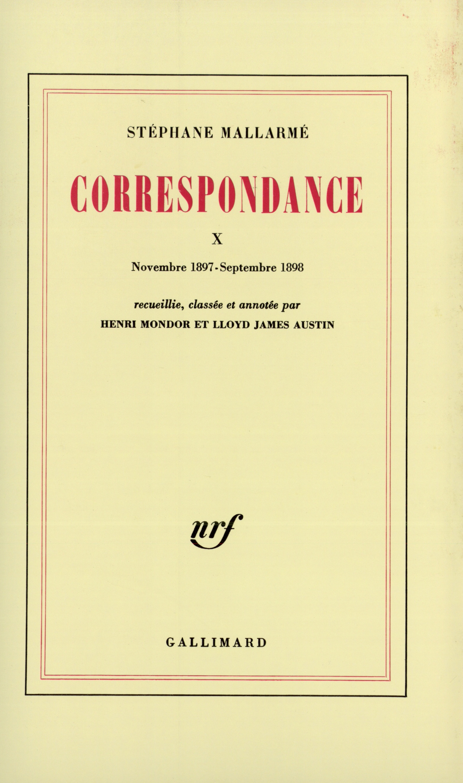 CORRESPONDANCE MALLARME T10