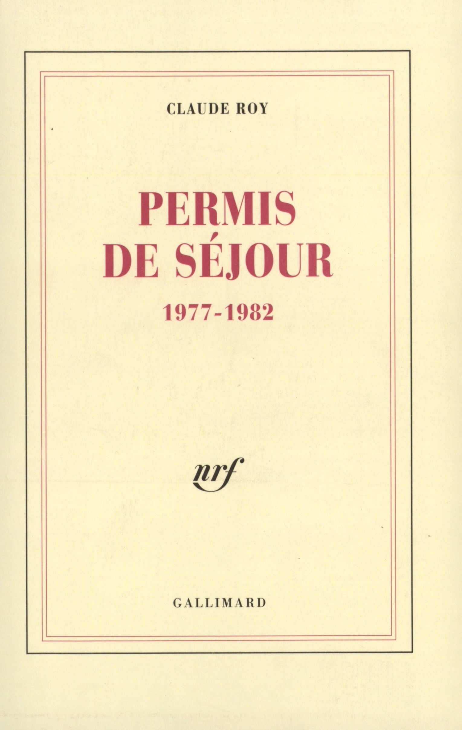 PERMIS DE SEJOUR - (1977-1982)
