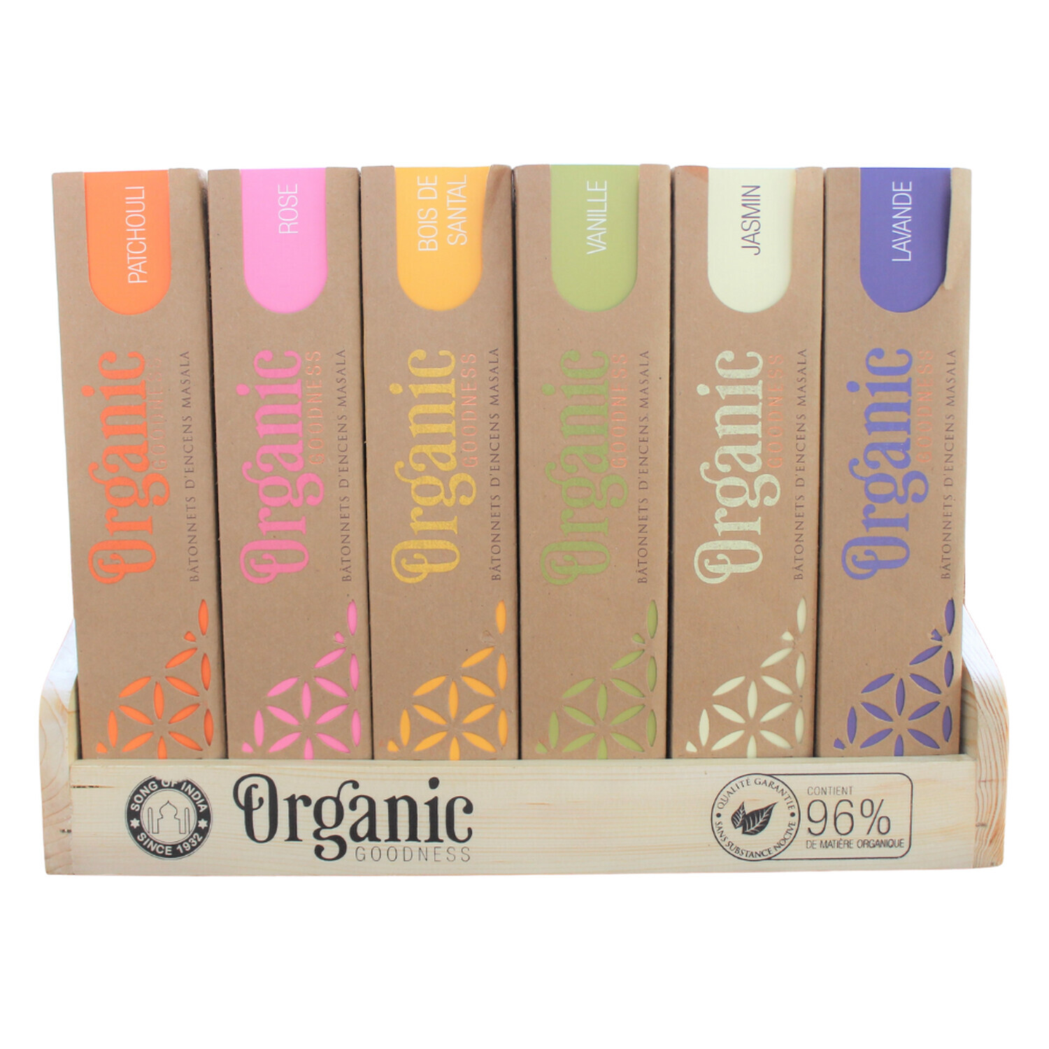 COLIS EN BOIS DE PIN 6 X 12 ENCENS BATON ORGANIC 15 G - COMPTE FERME