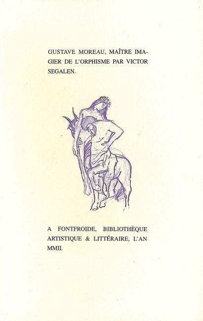 GUSTAVE MOREAU, MAITRE IMAGIER DE L´ORPHISME -