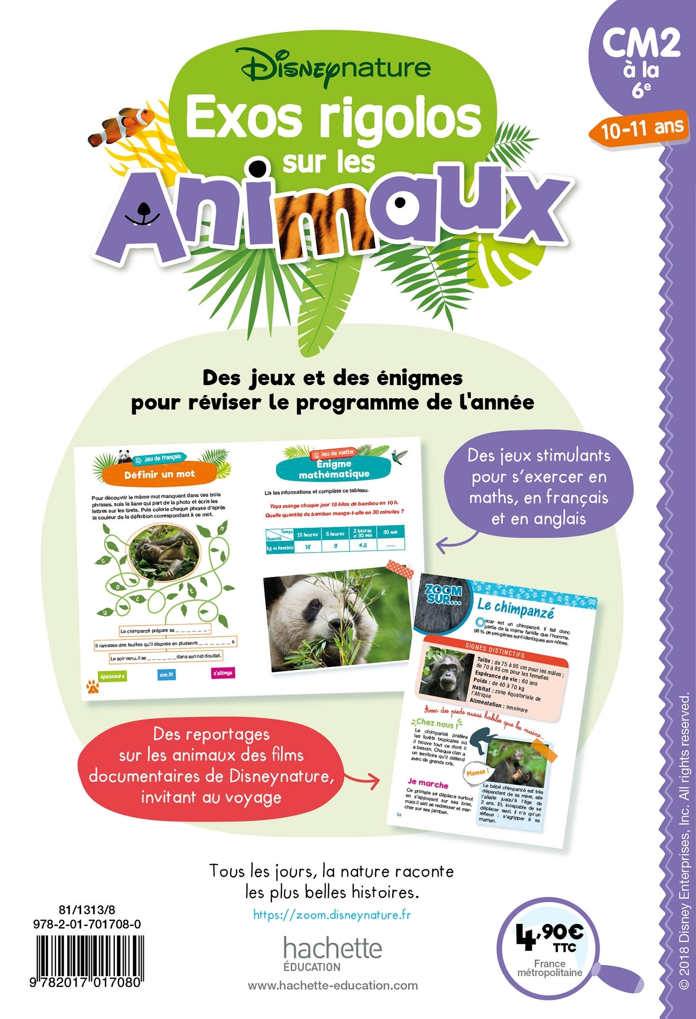 DISNEYNATURE - CAHIER DE VACANCES EXOS RIGOLOS SUR LES ANIMAUX DU CM2 A LA 6E