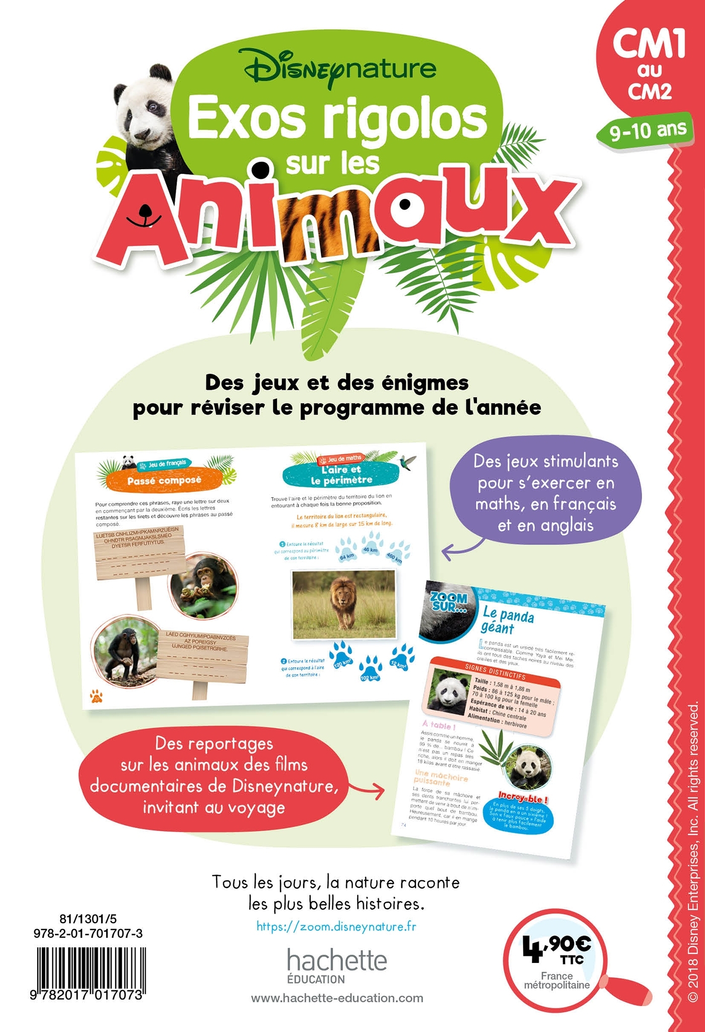 DISNEYNATURE - CAHIER DE VACANCES EXOS RIGOLOS SUR LES ANIMAUX DU CM1 AU CM