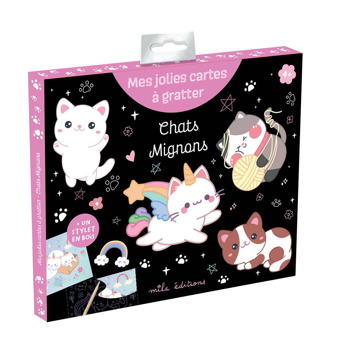 CHATS MIGNONS - MES JOLIES CARTES A GRATTER - POCHETTE AVEC 8 CARTES ET UN STYLET EN BOIS