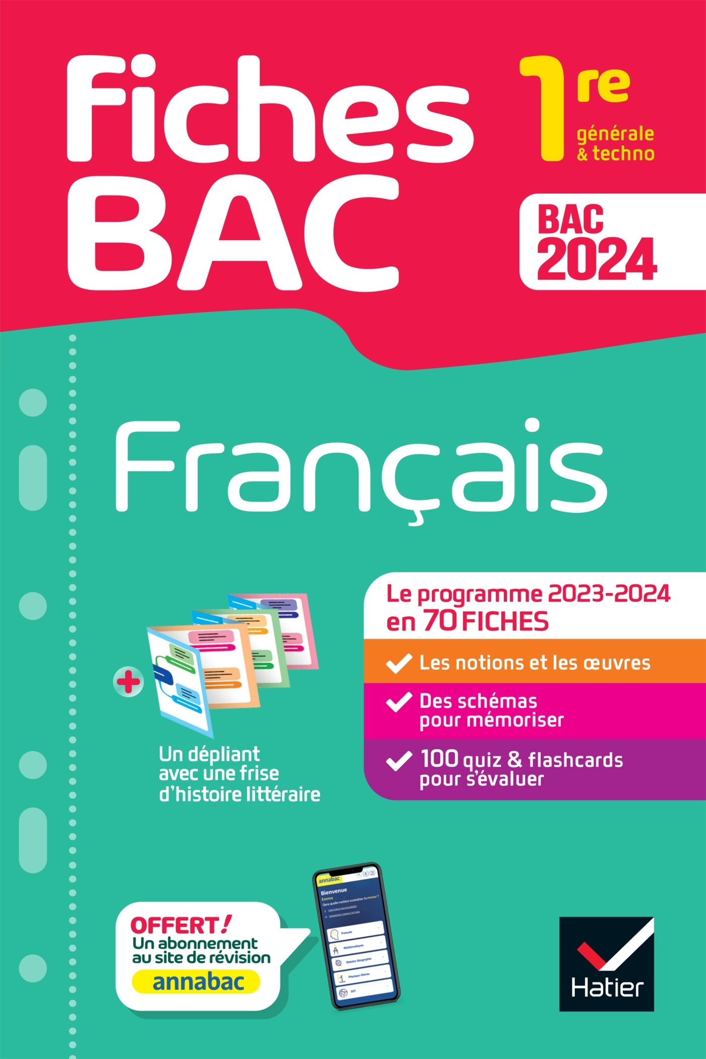 FICHES BAC FRANCAIS 1RE GENERALE & TECHNO BAC 2024 - AVEC LES OEUVRES AU PROGRAMME 2023-2024
