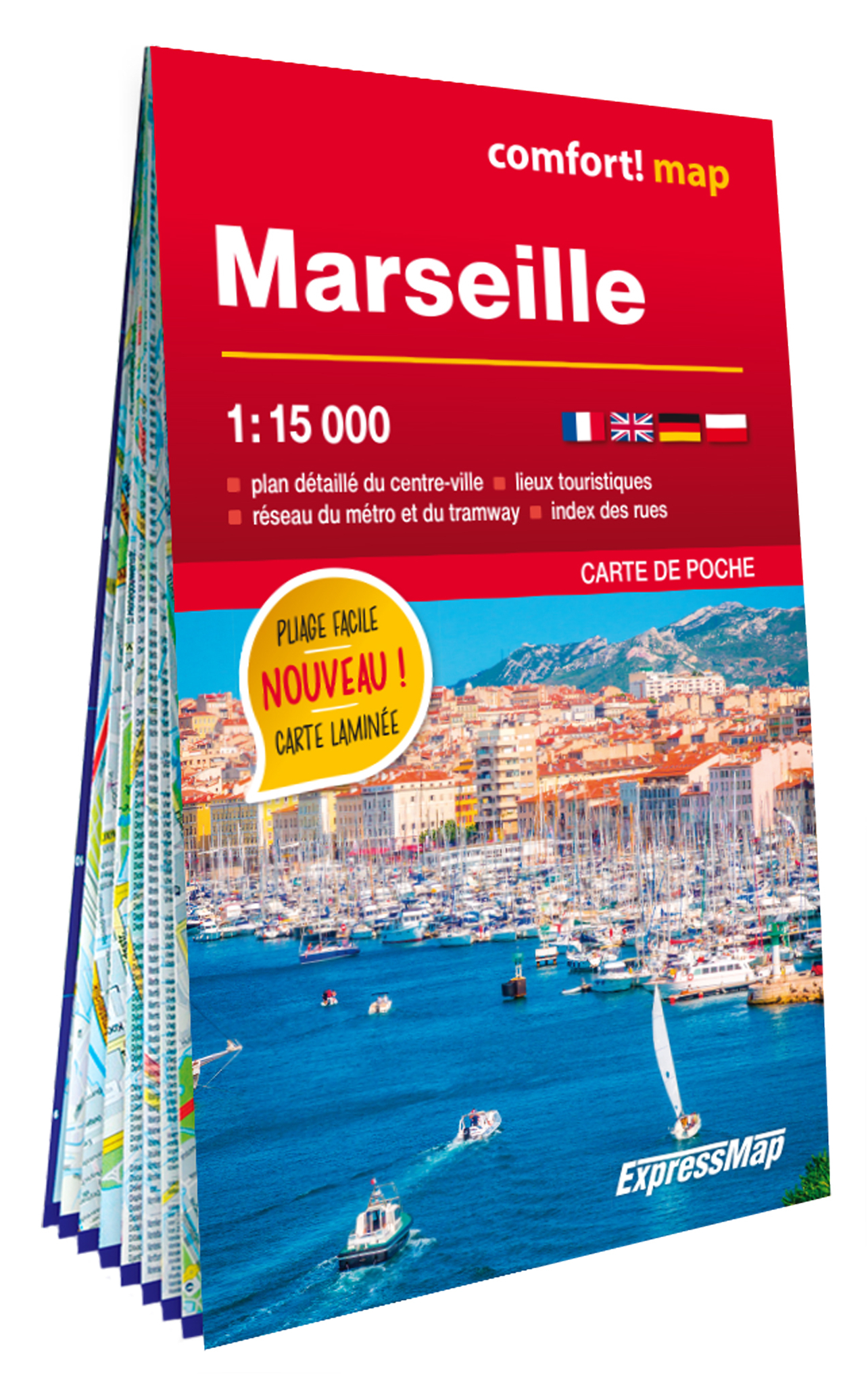MARSEILLE 1/15.000 (CARTE FORMAT POCHE LAMINEE - PLAN DE VILLE)