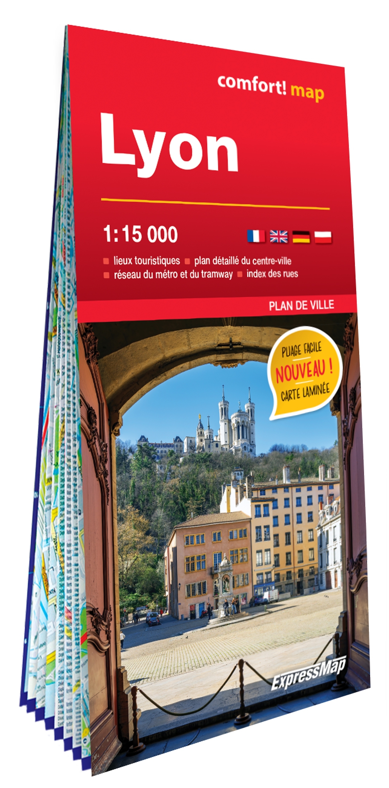 LYON 1/15.000 (CARTE GRAND FORMAT LAMINEE - PLAN DE VILLE)