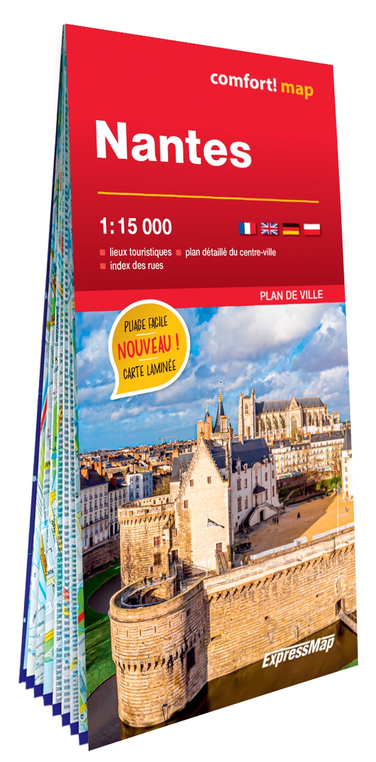 NANTES 1/15.000 (CARTE GRAND FORMAT LAMINEE - PLAN DE VILLE)